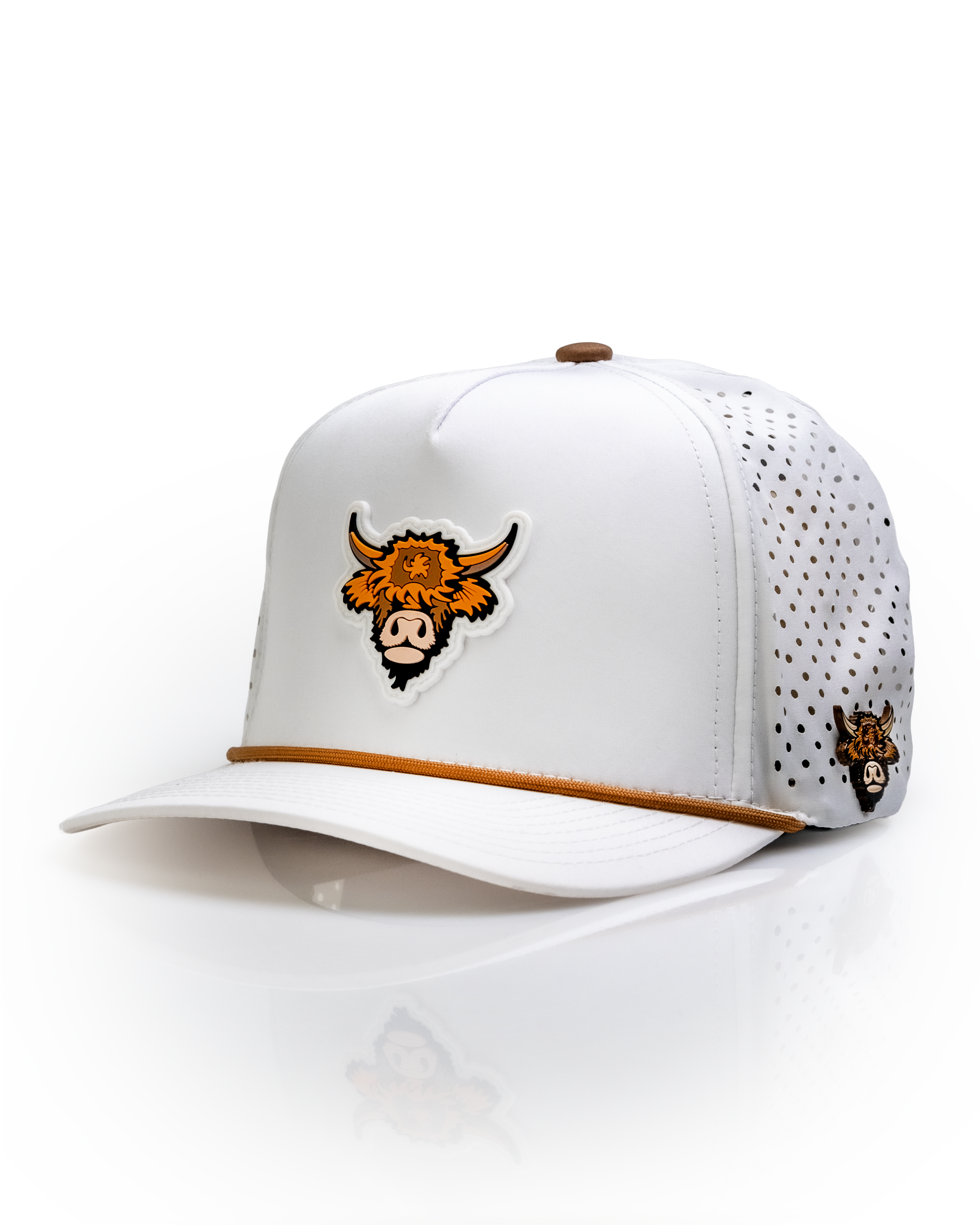 Highland Cow White - Perforated Rope Hat