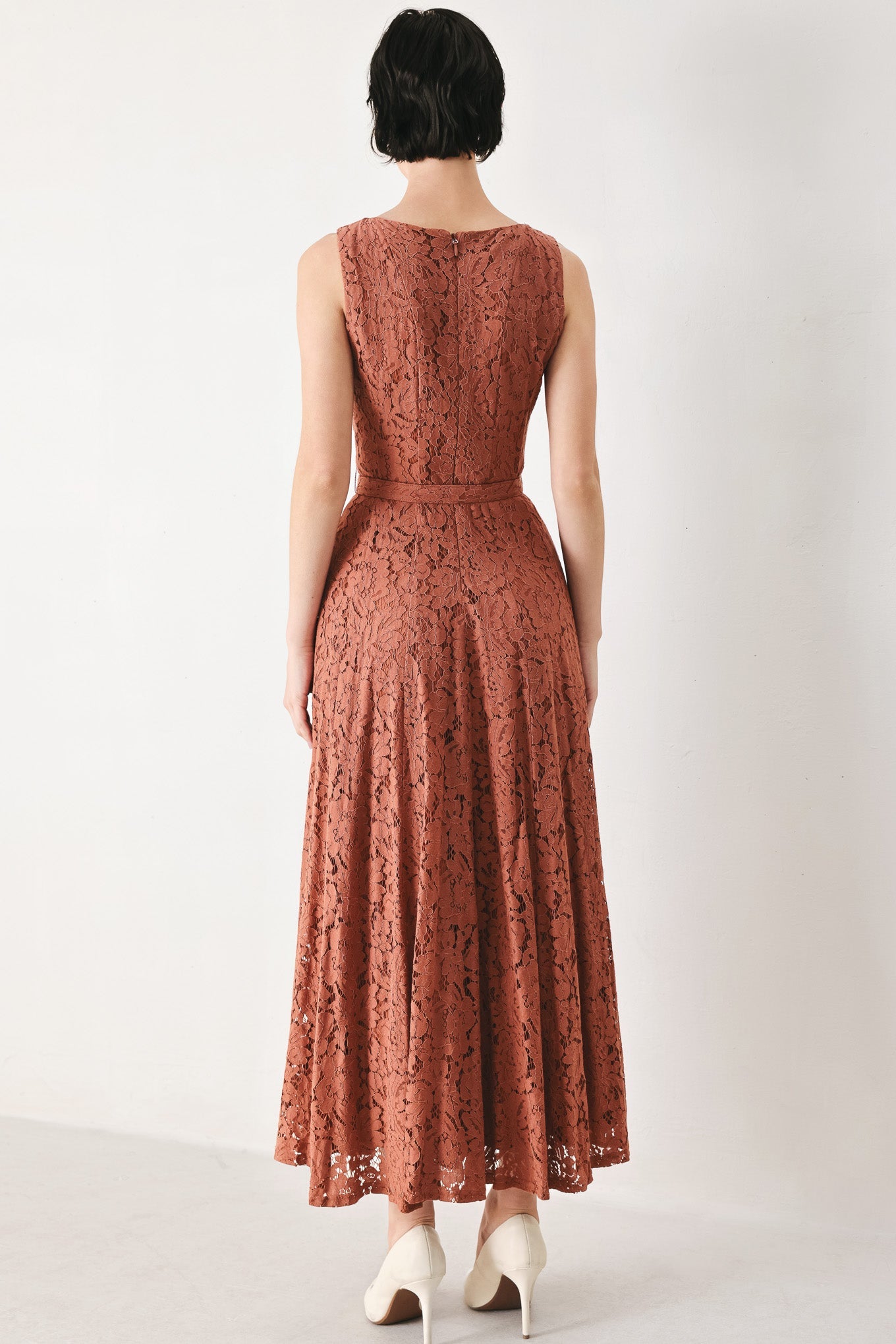 TRUE ROMANCE WOVEN LACE MIDI DRESS