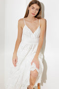 LUMINOUS BLISS WOVEN EYELET MIDI DRESS
