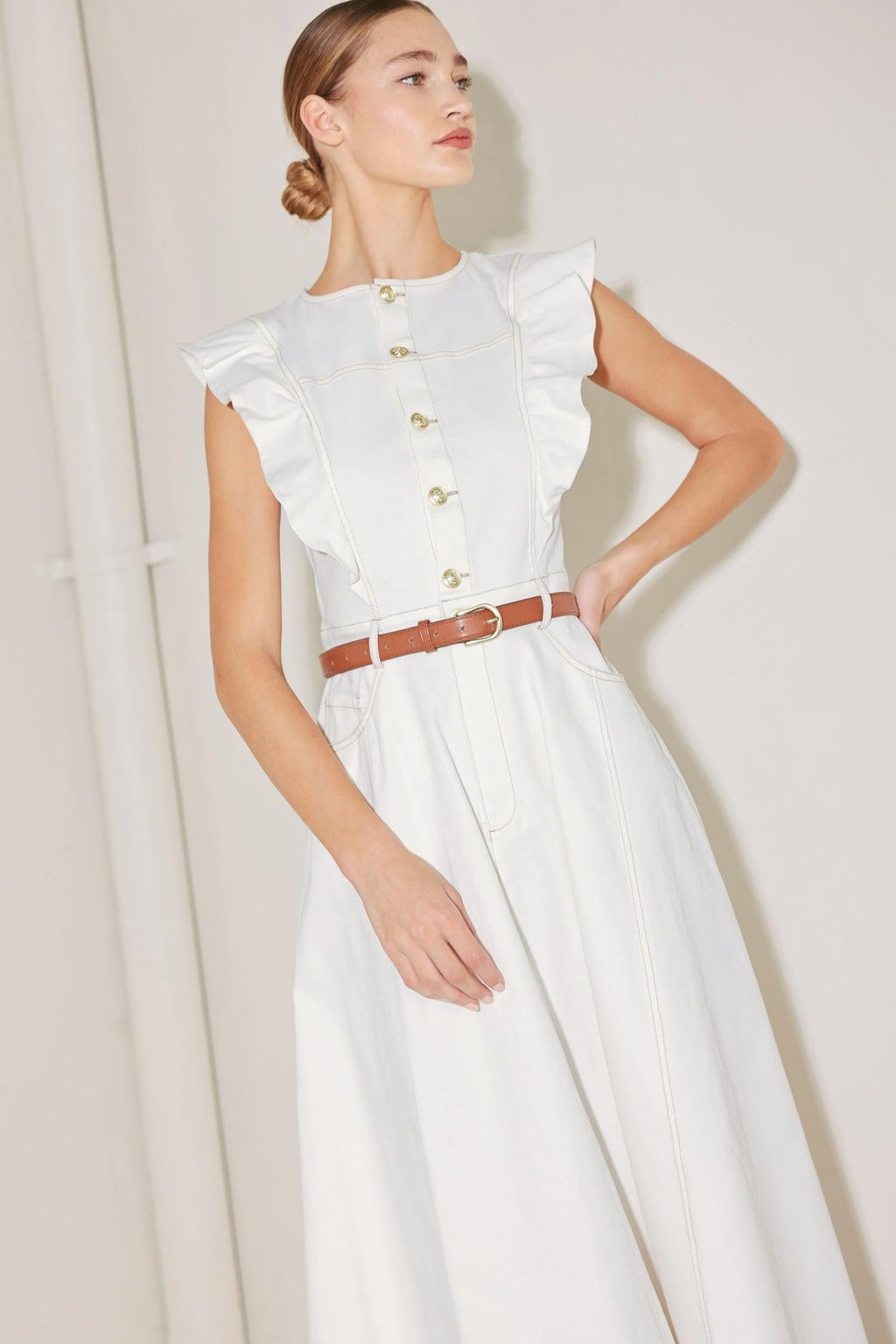 SOFT POWER STORY WOVEN MIDI DRESS