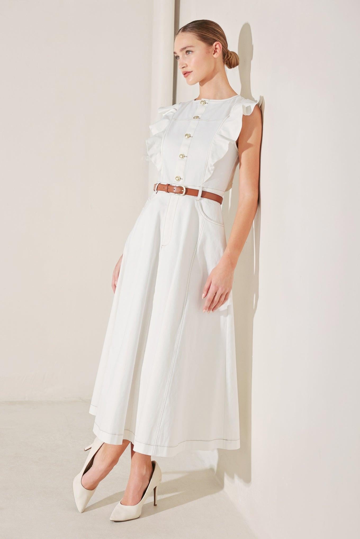 SOFT POWER STORY WOVEN MIDI DRESS