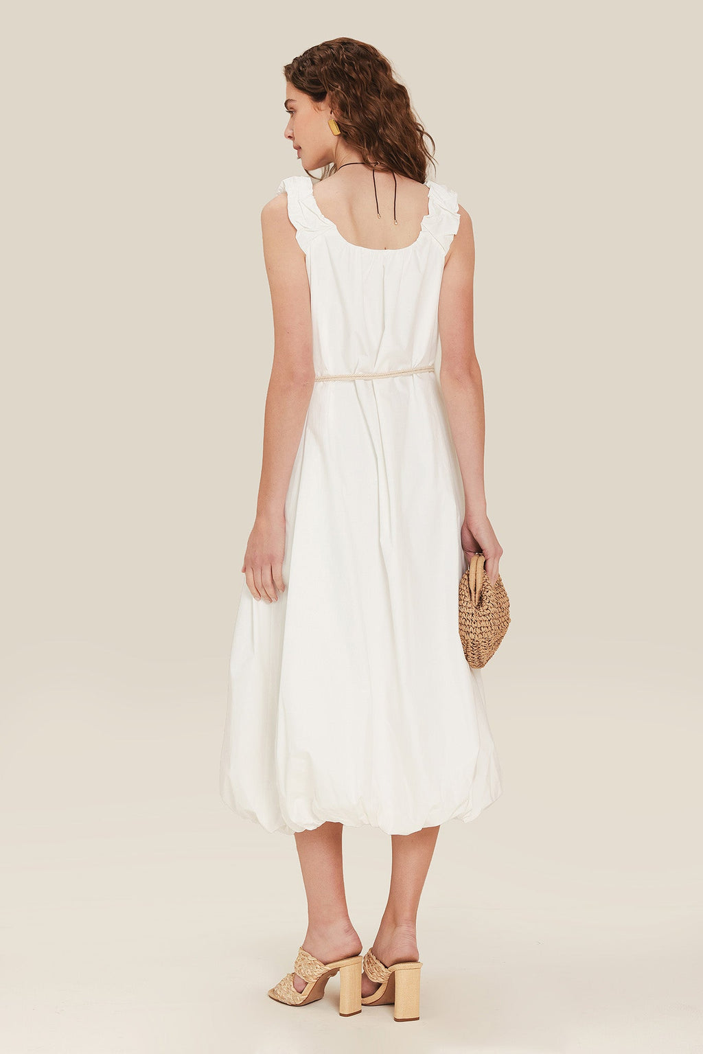 RIVERSIDE SIPS WOVEN MIDI DRESS