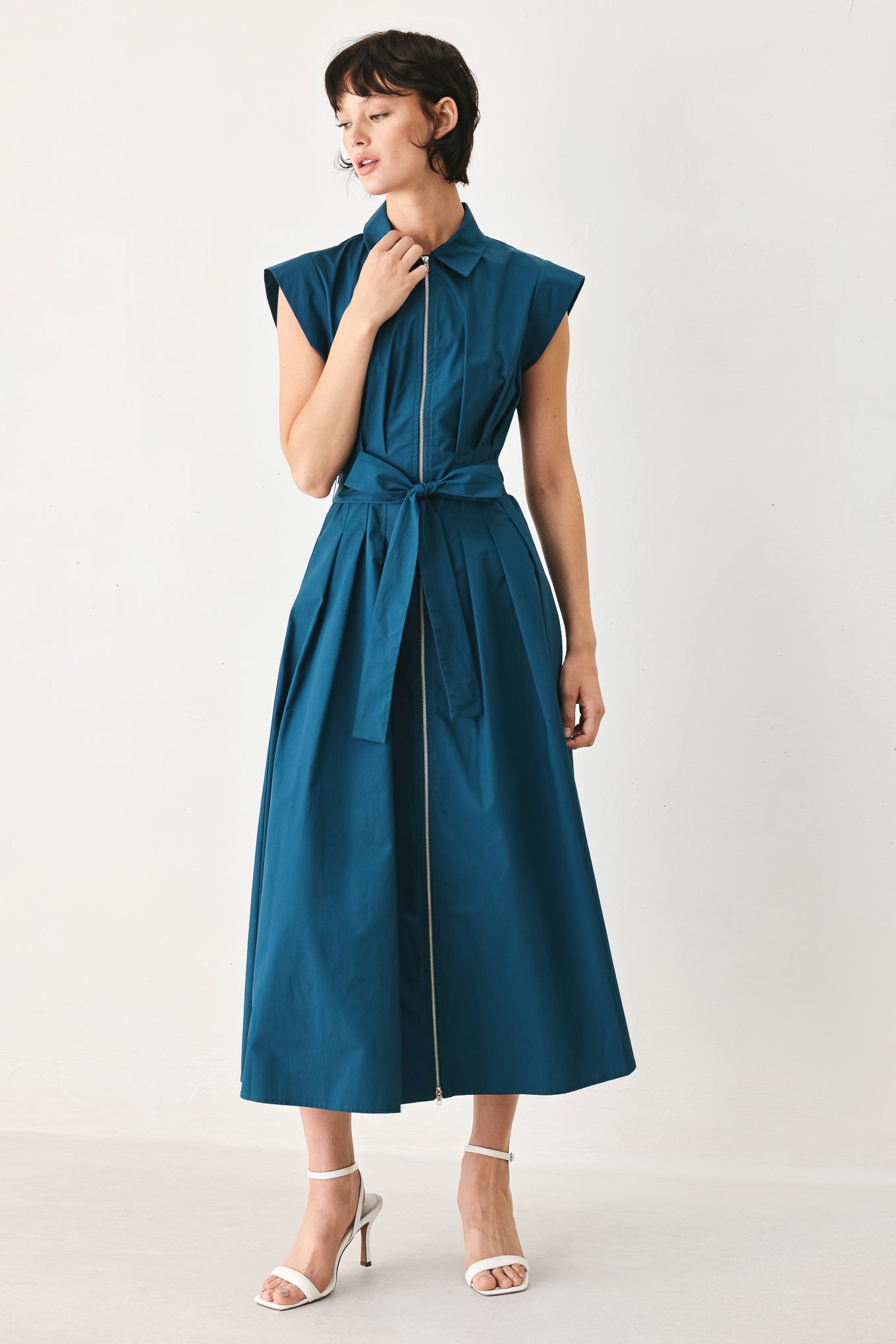BLUE SERENITY WOVEN MIDI DRESS