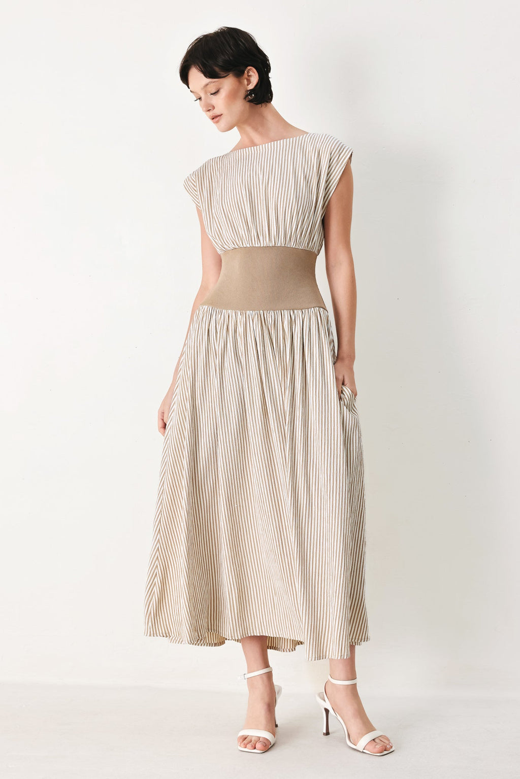 HAMPTONS MORNING STRIPE WOVEN MIDI DRESS