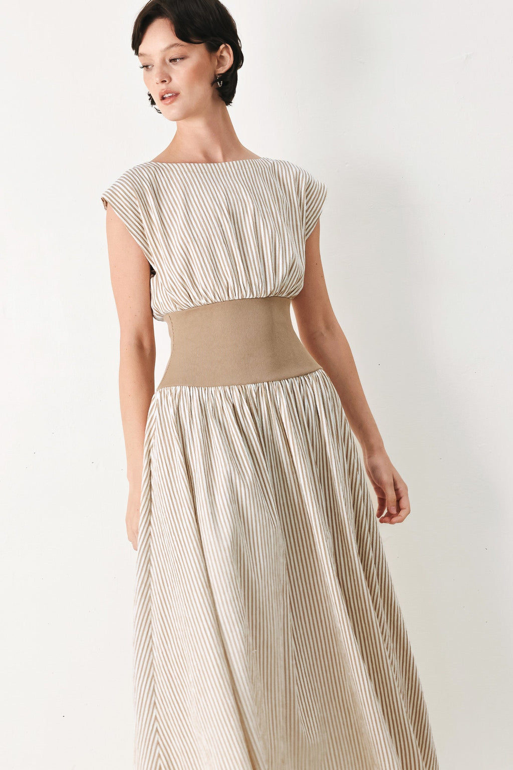 HAMPTONS MORNING STRIPE WOVEN MIDI DRESS