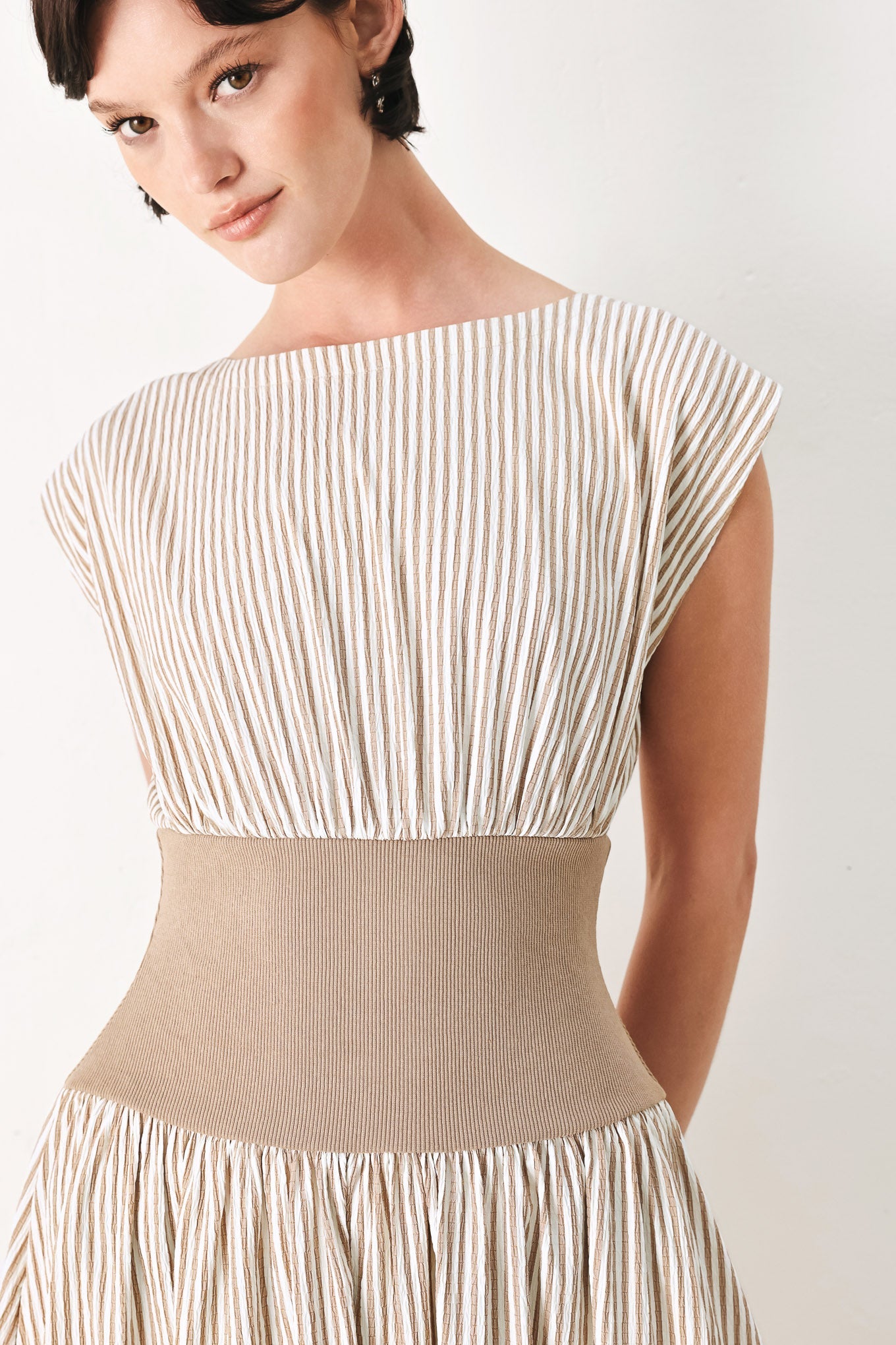 HAMPTONS MORNING STRIPE WOVEN MIDI DRESS