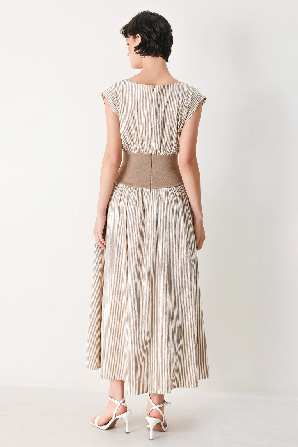HAMPTONS MORNING STRIPE WOVEN MIDI DRESS