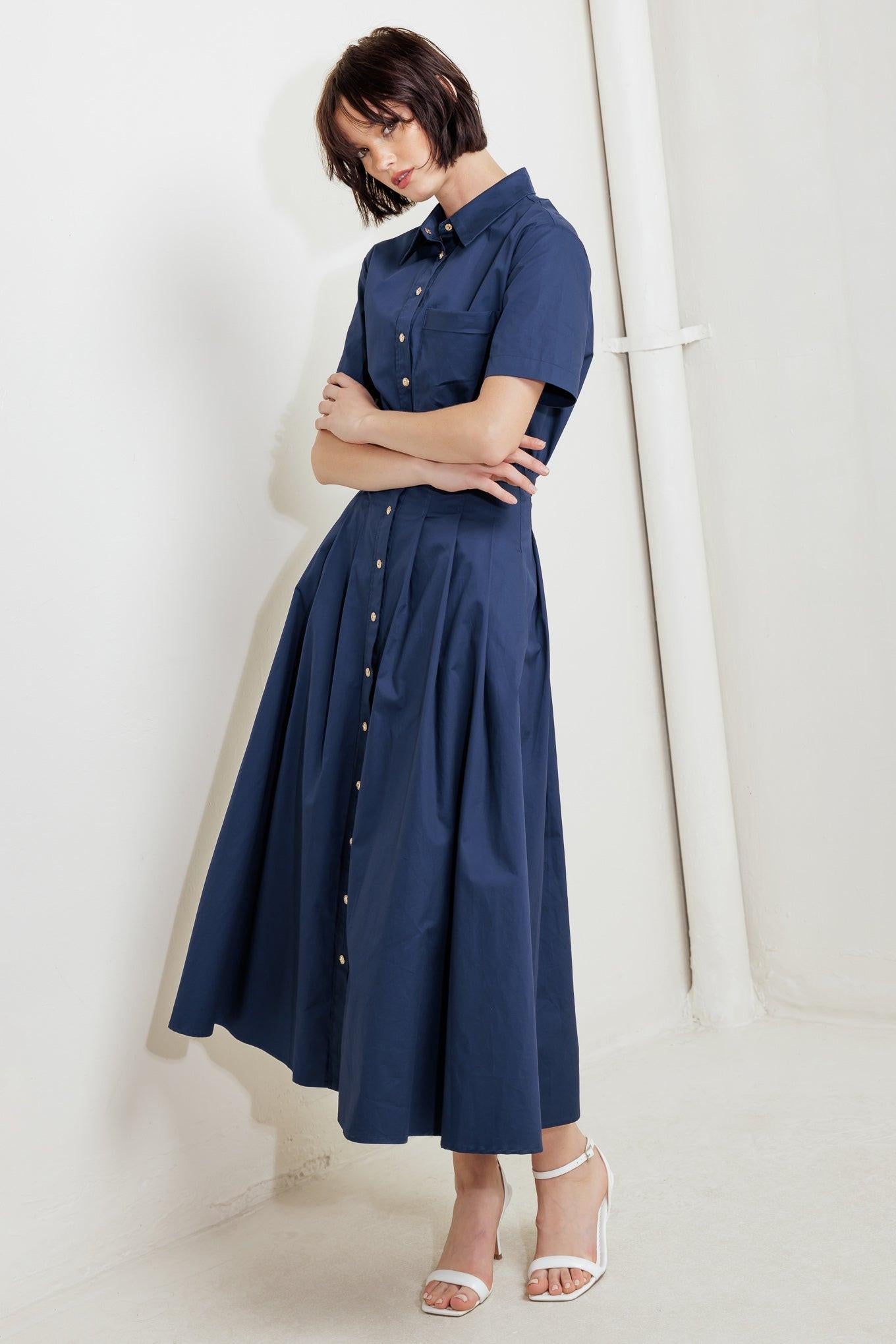 CINCHED COUTURE WOVEN MIDI DRESS