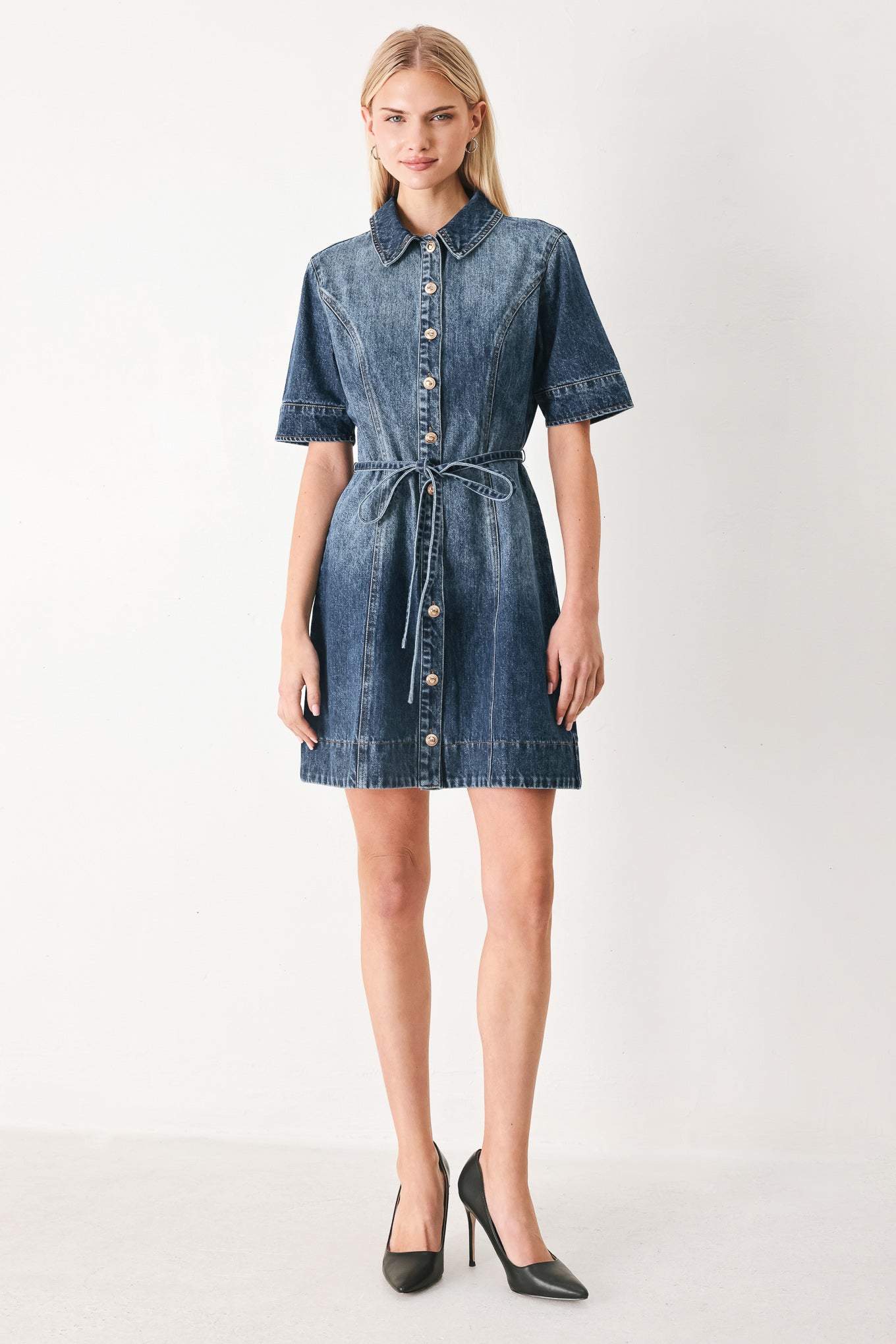 POWER IN DENIM MINI DRESS