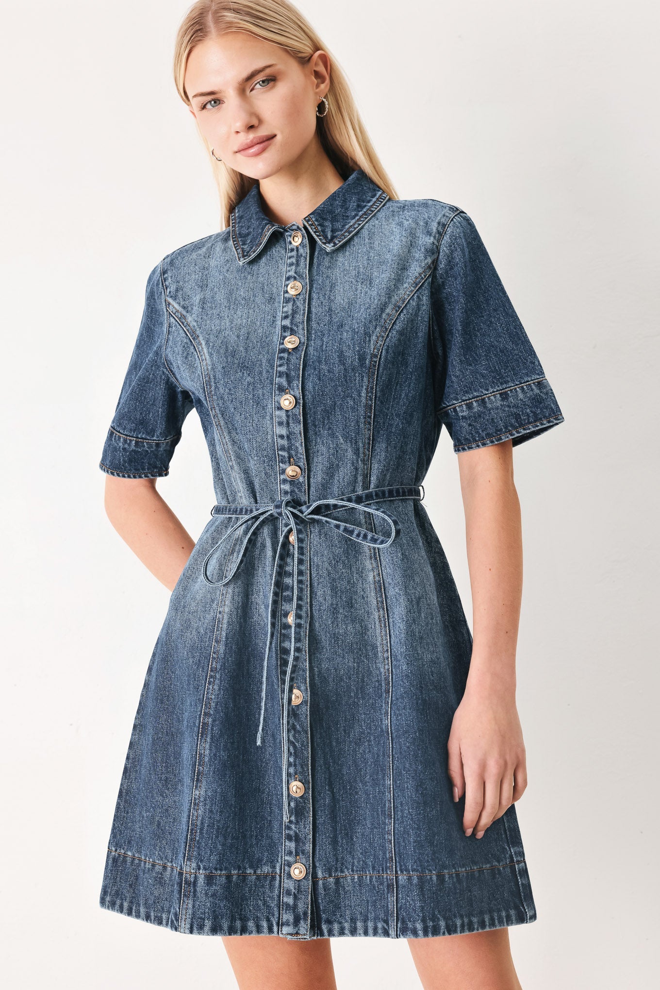 POWER IN DENIM MINI DRESS