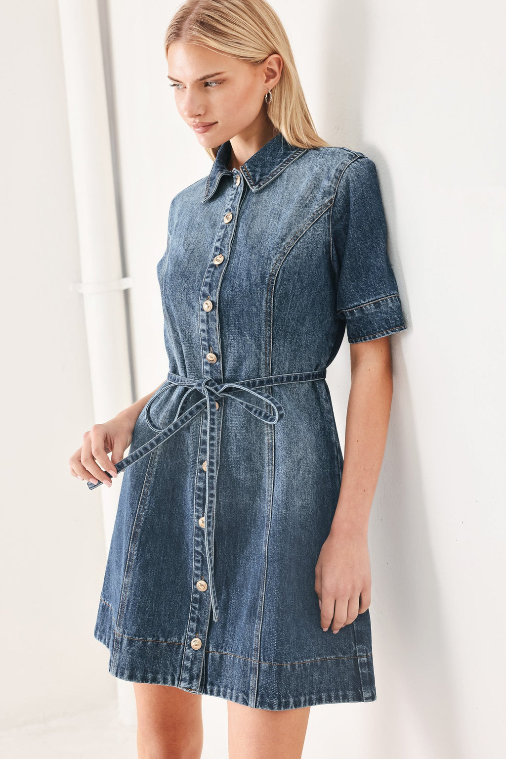 POWER IN DENIM MINI DRESS