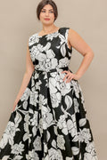 SILENT HEART BLACK WOVEN MIDI DRESS