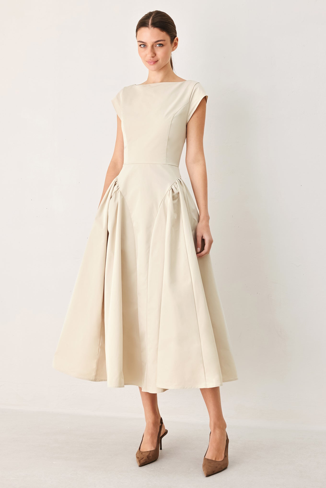 POLISHED OCCASION WOVEN MIDI DRESS