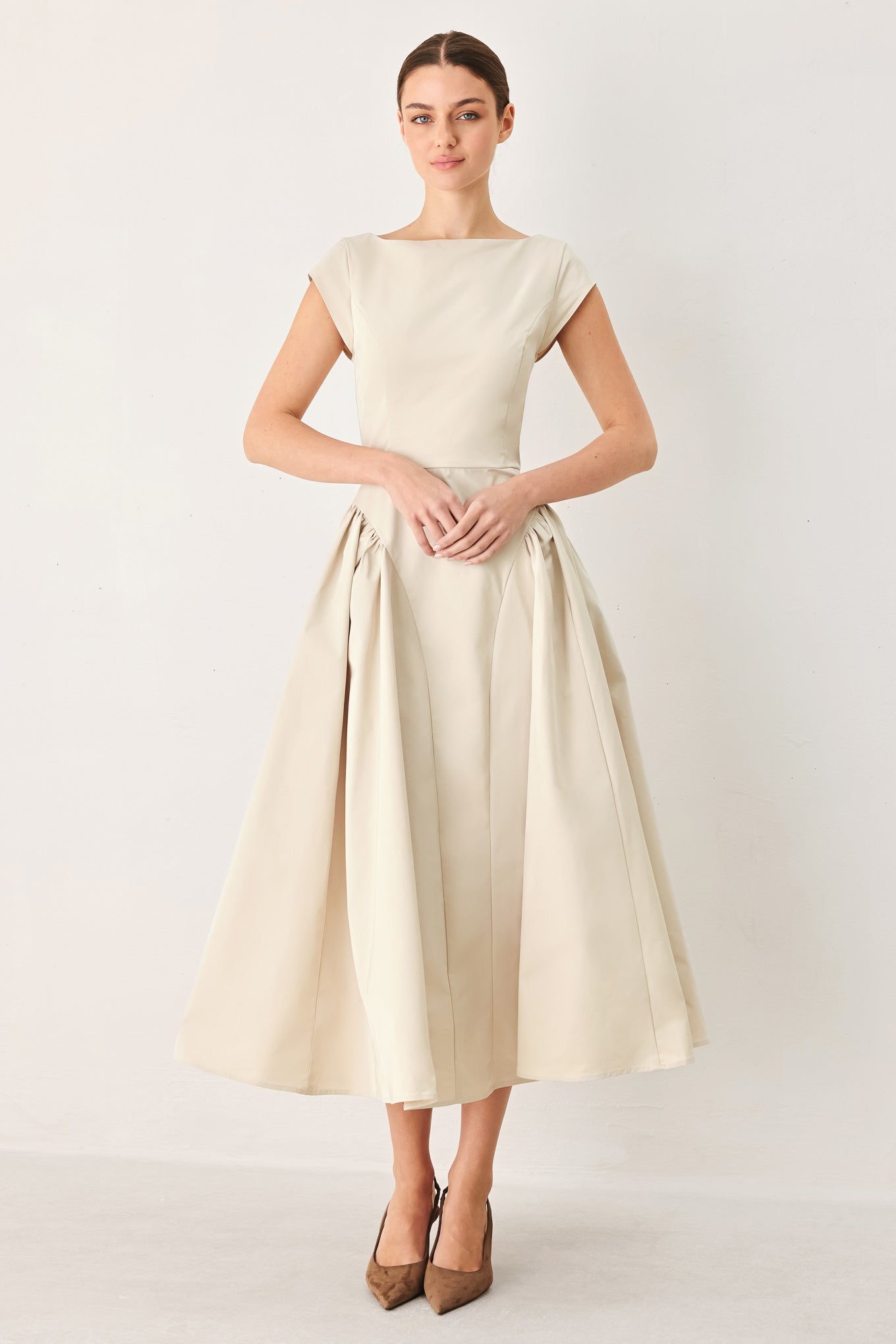 POLISHED OCCASION WOVEN MIDI DRESS