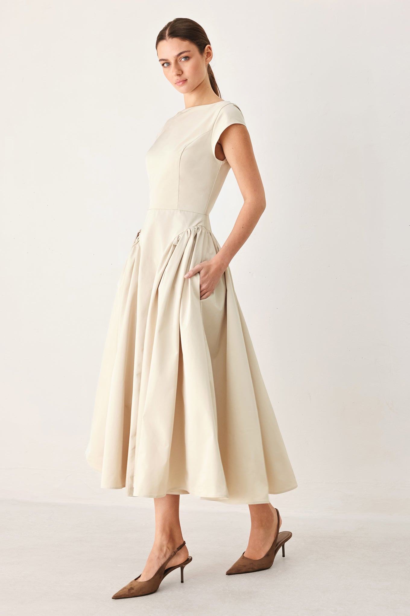 POLISHED OCCASION WOVEN MIDI DRESS