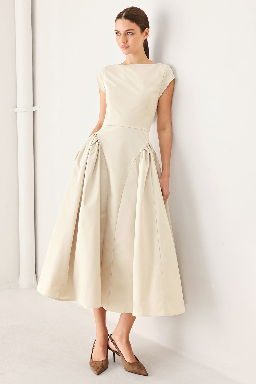 POLISHED OCCASION WOVEN MIDI DRESS