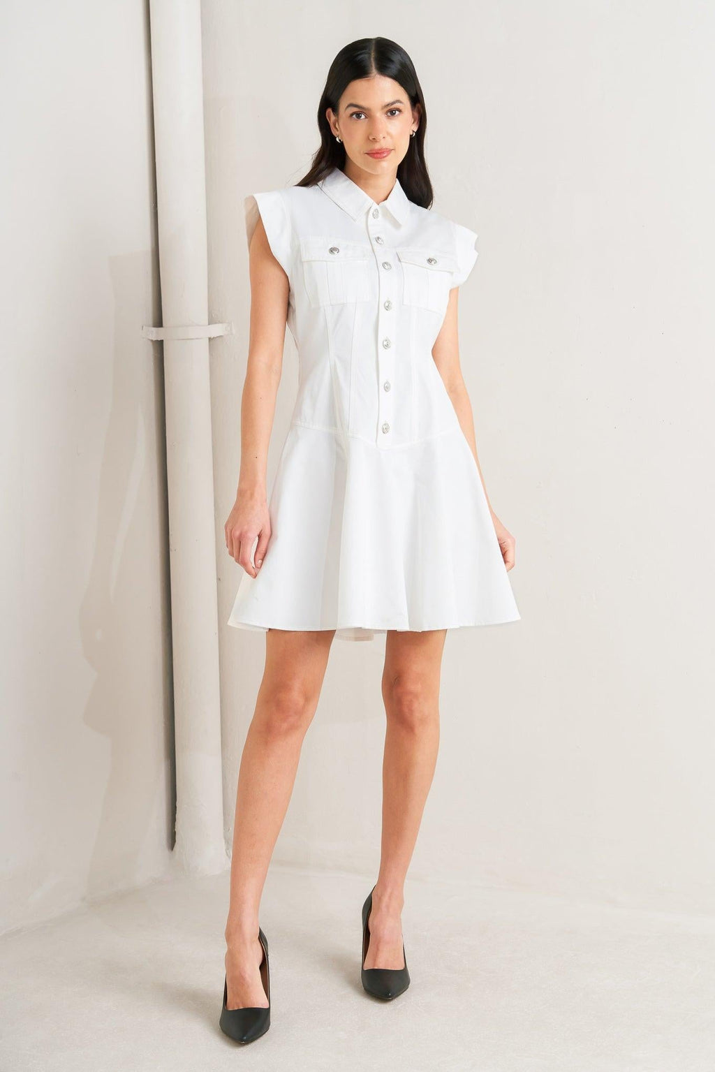 CONFIDENTLY YOURS WHITE WOVEN MINI DRESS