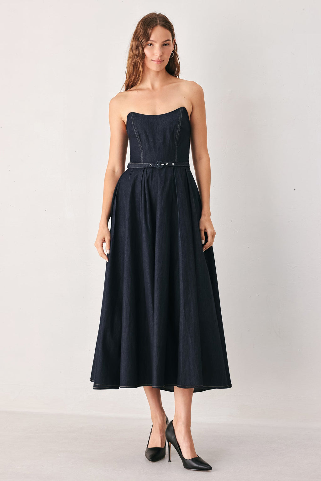 PARTY MUSE DENIM MIDI DRESS