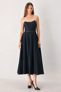 PARTY MUSE DENIM MIDI DRESS
