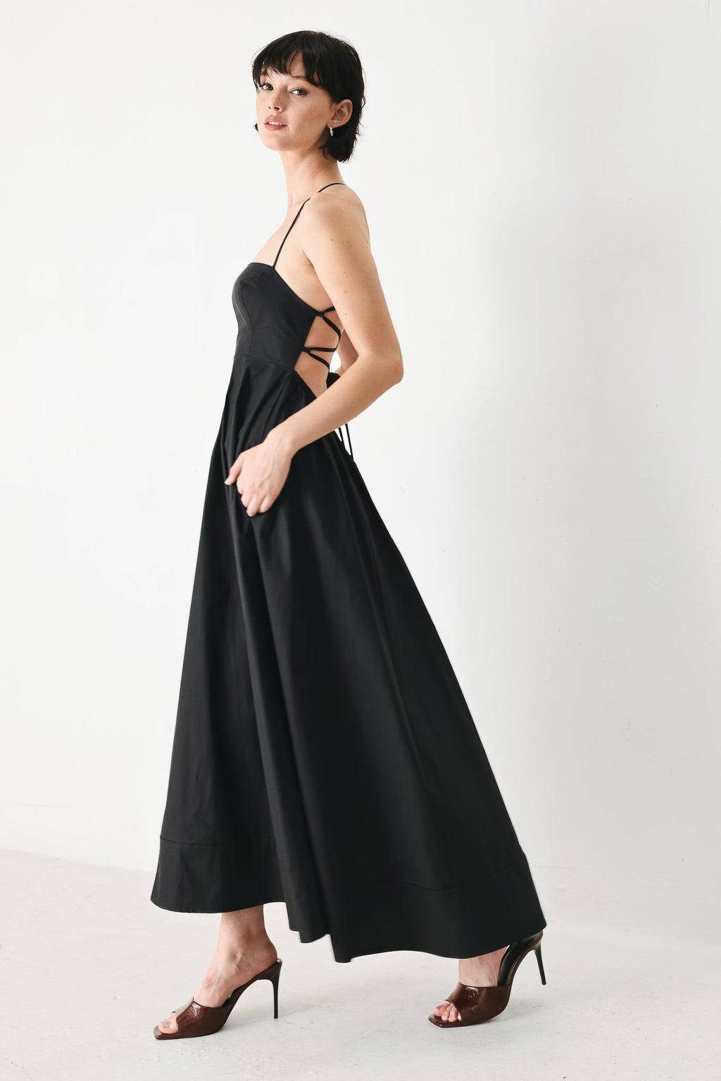PURE LINE WOVEN MIDI DRESS