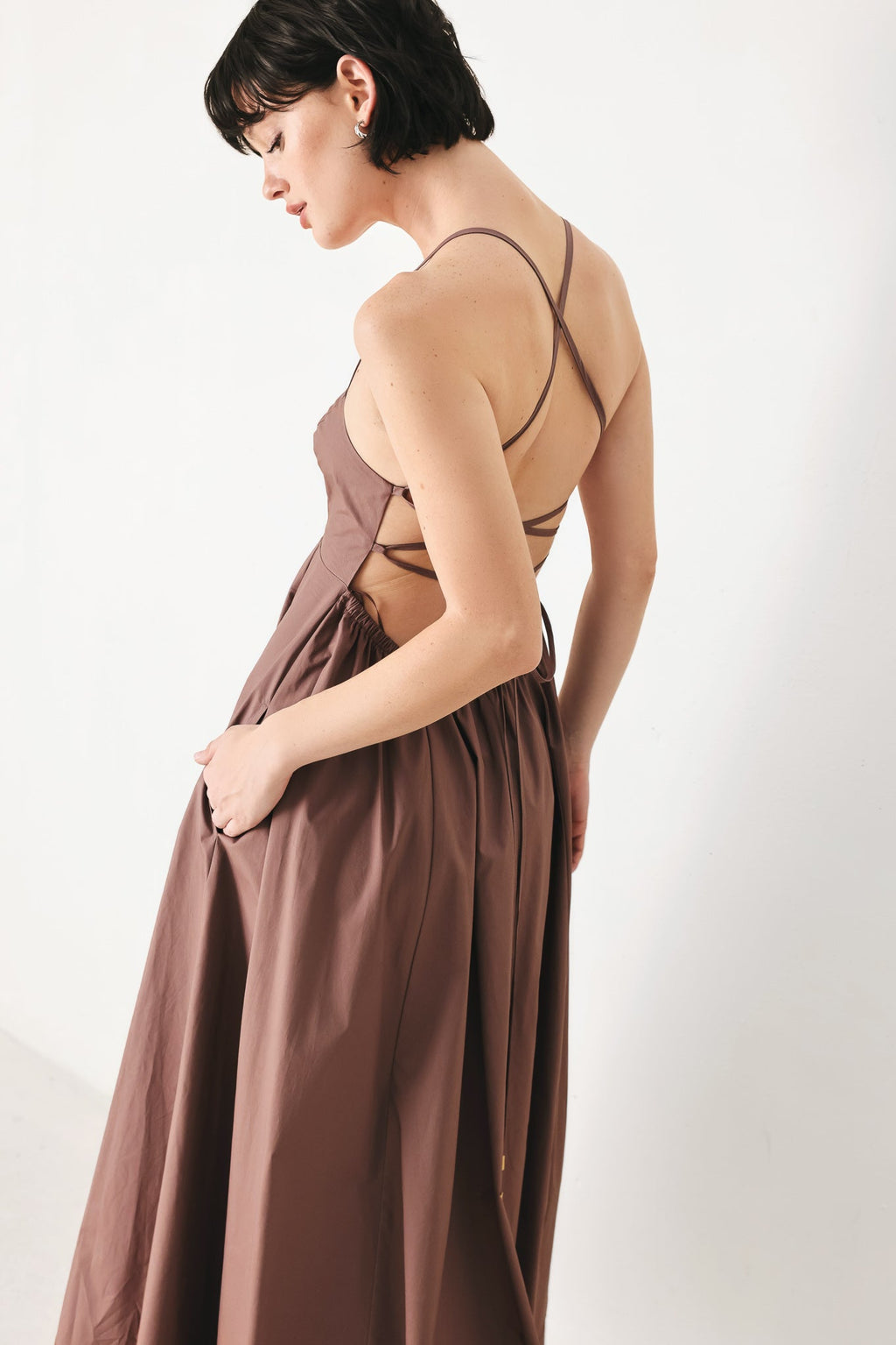 PURE LINE WOVEN MIDI DRESS