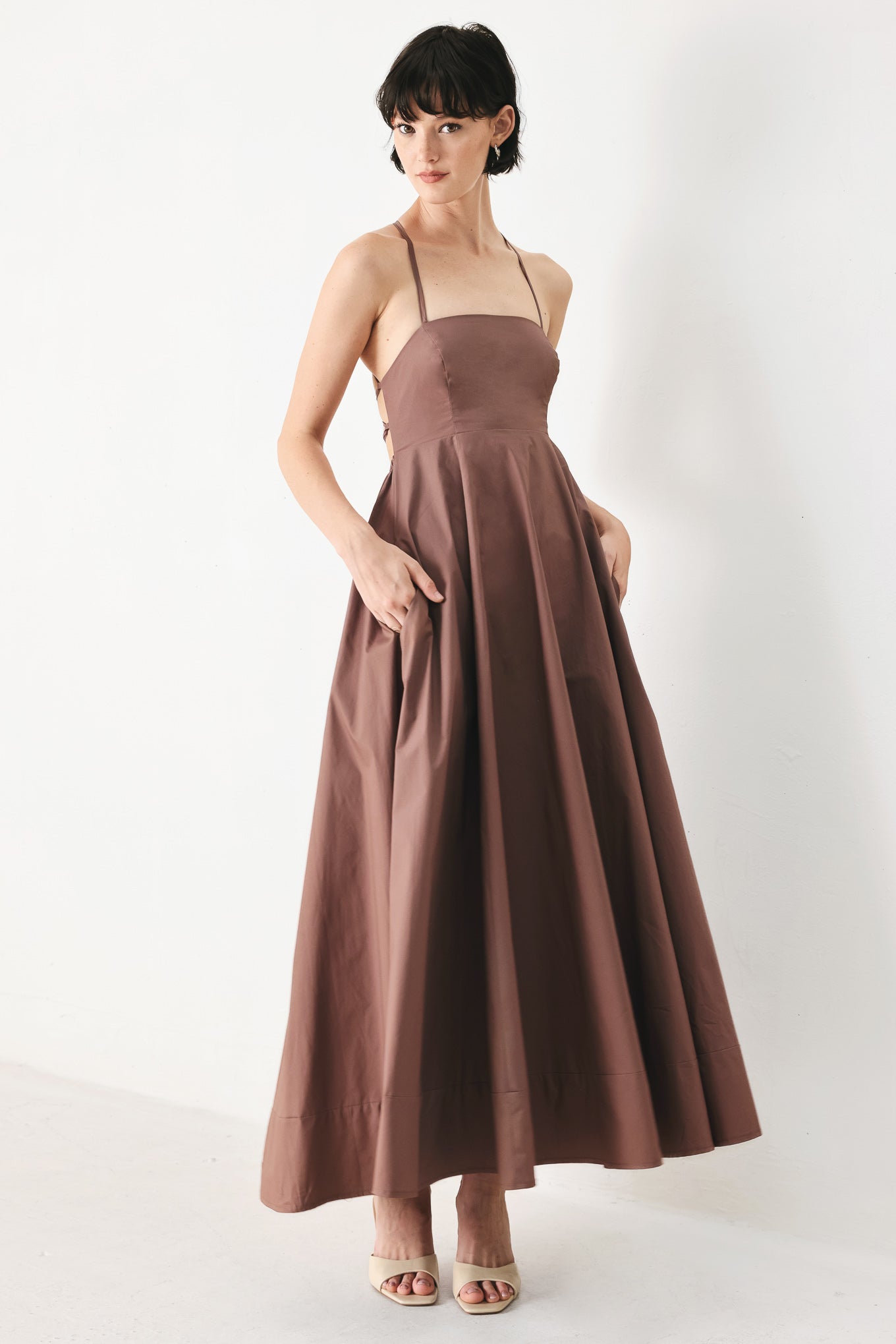PURE LINE WOVEN MIDI DRESS