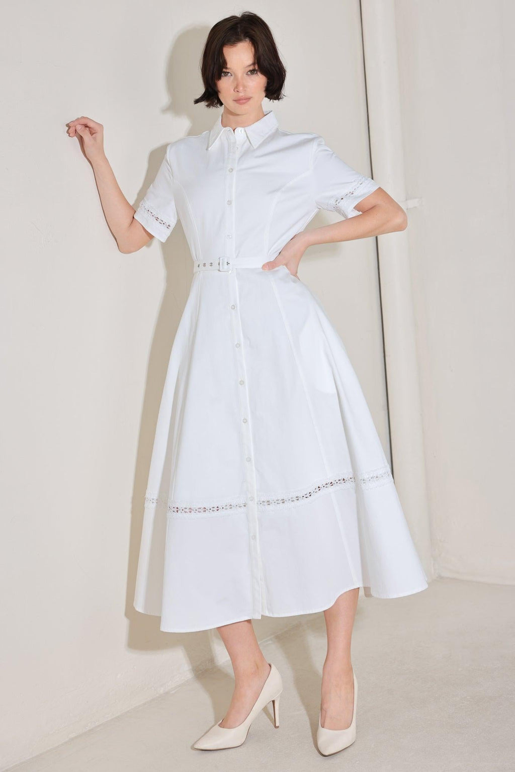 ELEGANT ENCOUNTER WOVEN MIDI DRESS