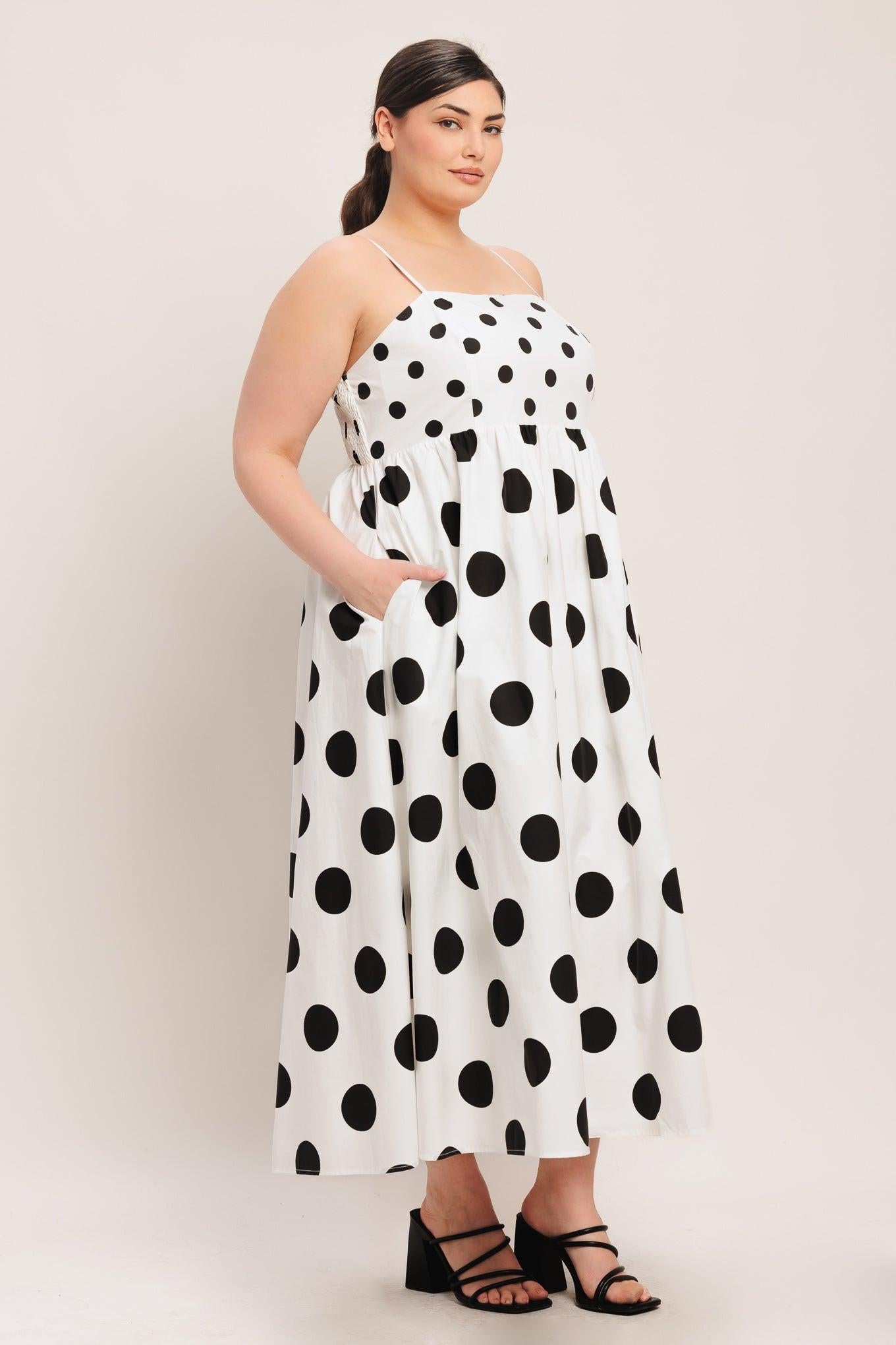 DOLCE VITA POLKA DOT WOVEN MIDI DRESS