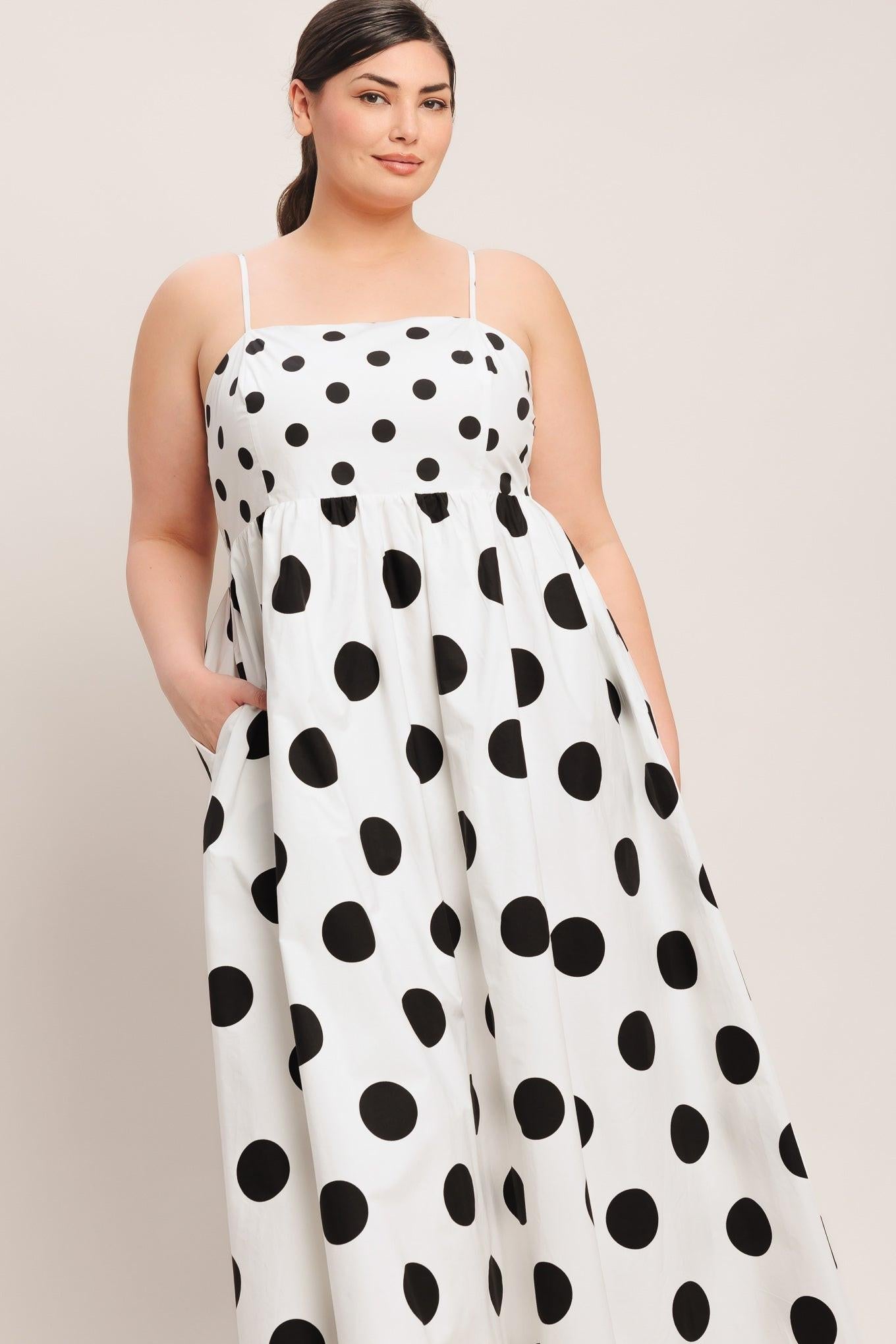 DOLCE VITA POLKA DOT WOVEN MIDI DRESS