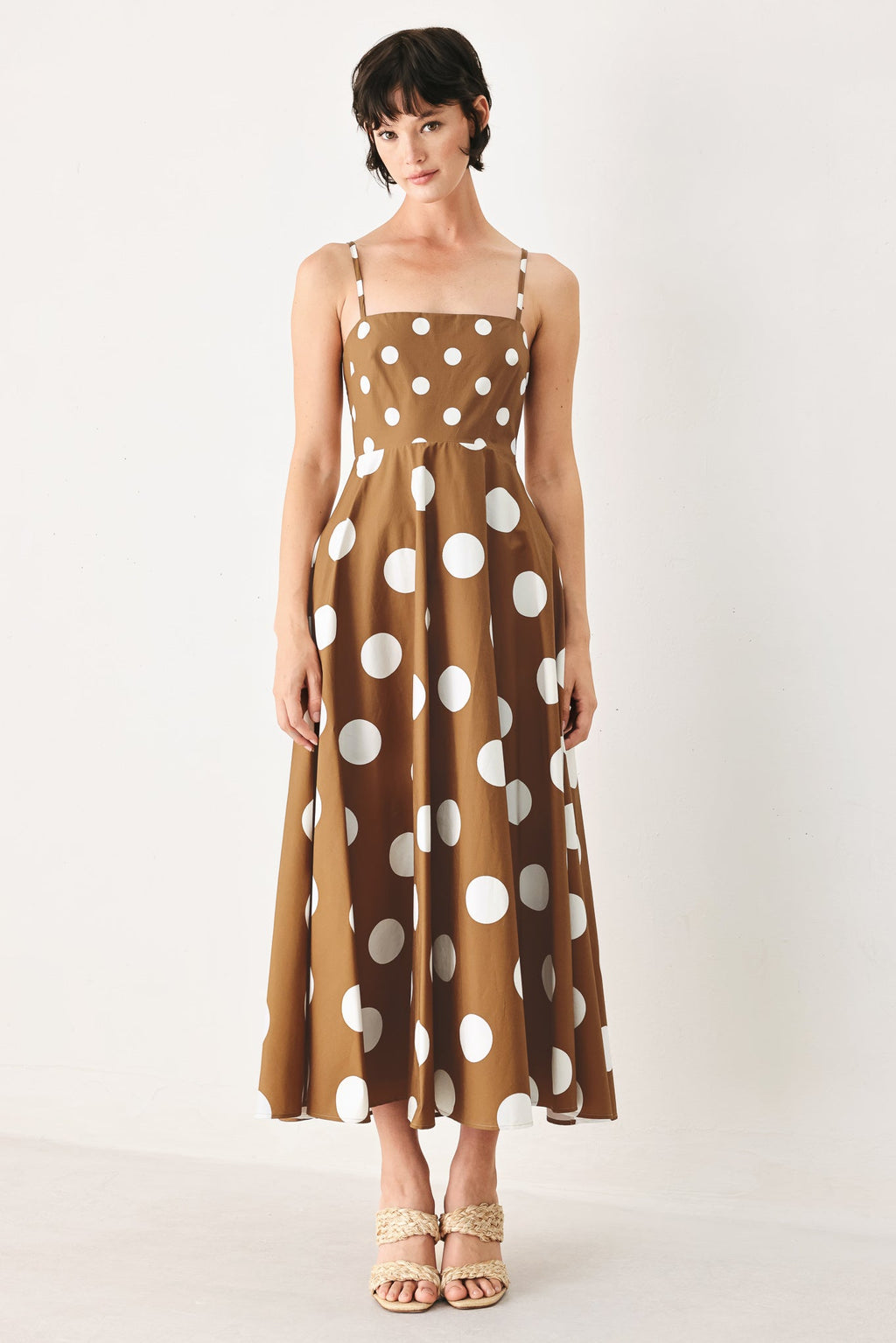 DOLCE VITA POLKA DOT WOVEN MIDI DRESS