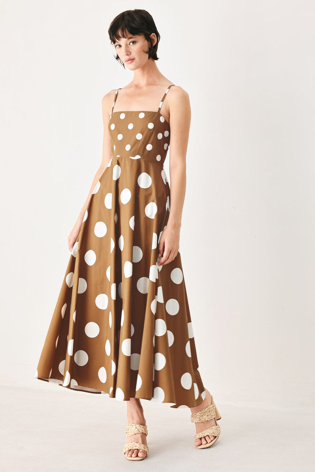 DOLCE VITA POLKA DOT WOVEN MIDI DRESS