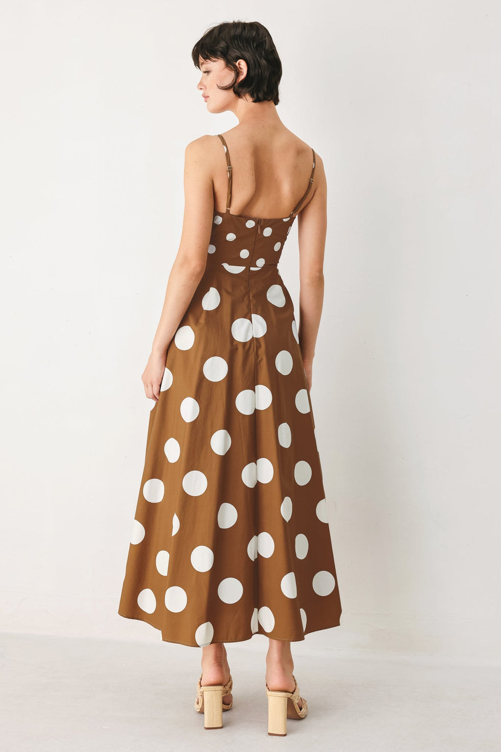 DOLCE VITA POLKA DOT WOVEN MIDI DRESS