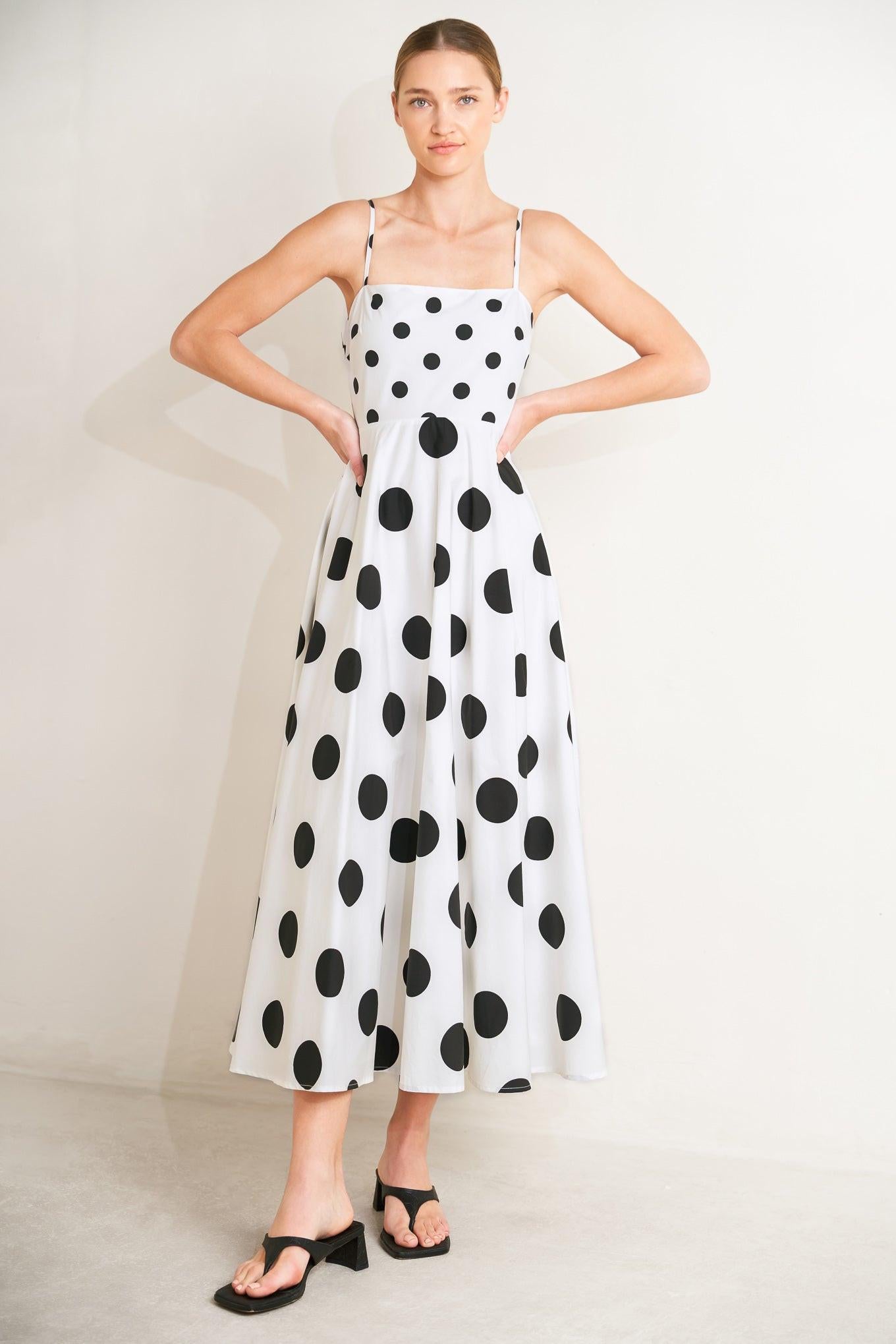 DOLCE VITA POLKA DOT WOVEN MIDI DRESS