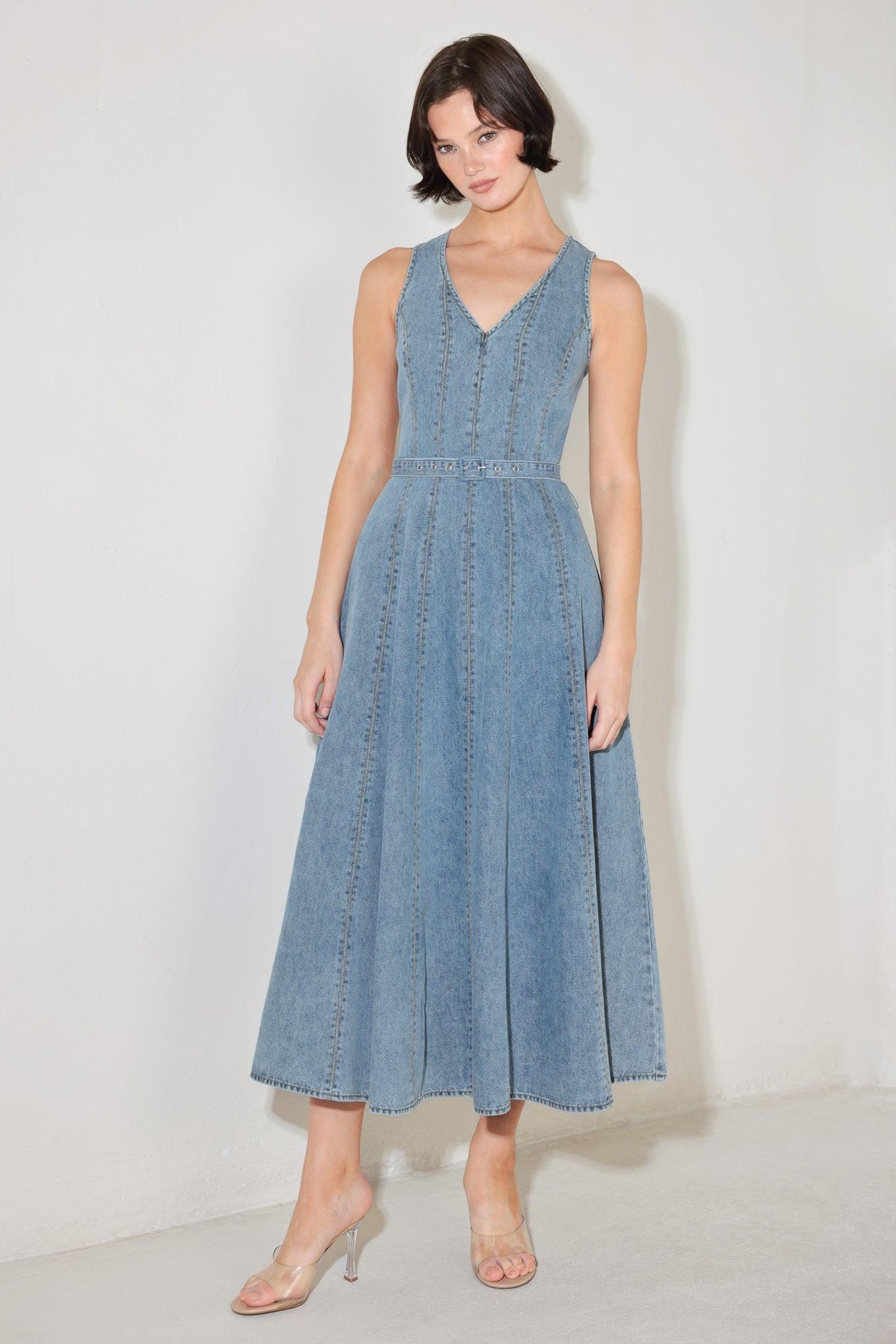 SIMPLY STUNNING DENIM MIDI DRESS