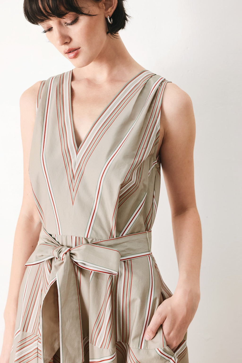 SWEET STRIPE WOVEN MIDI DRESS