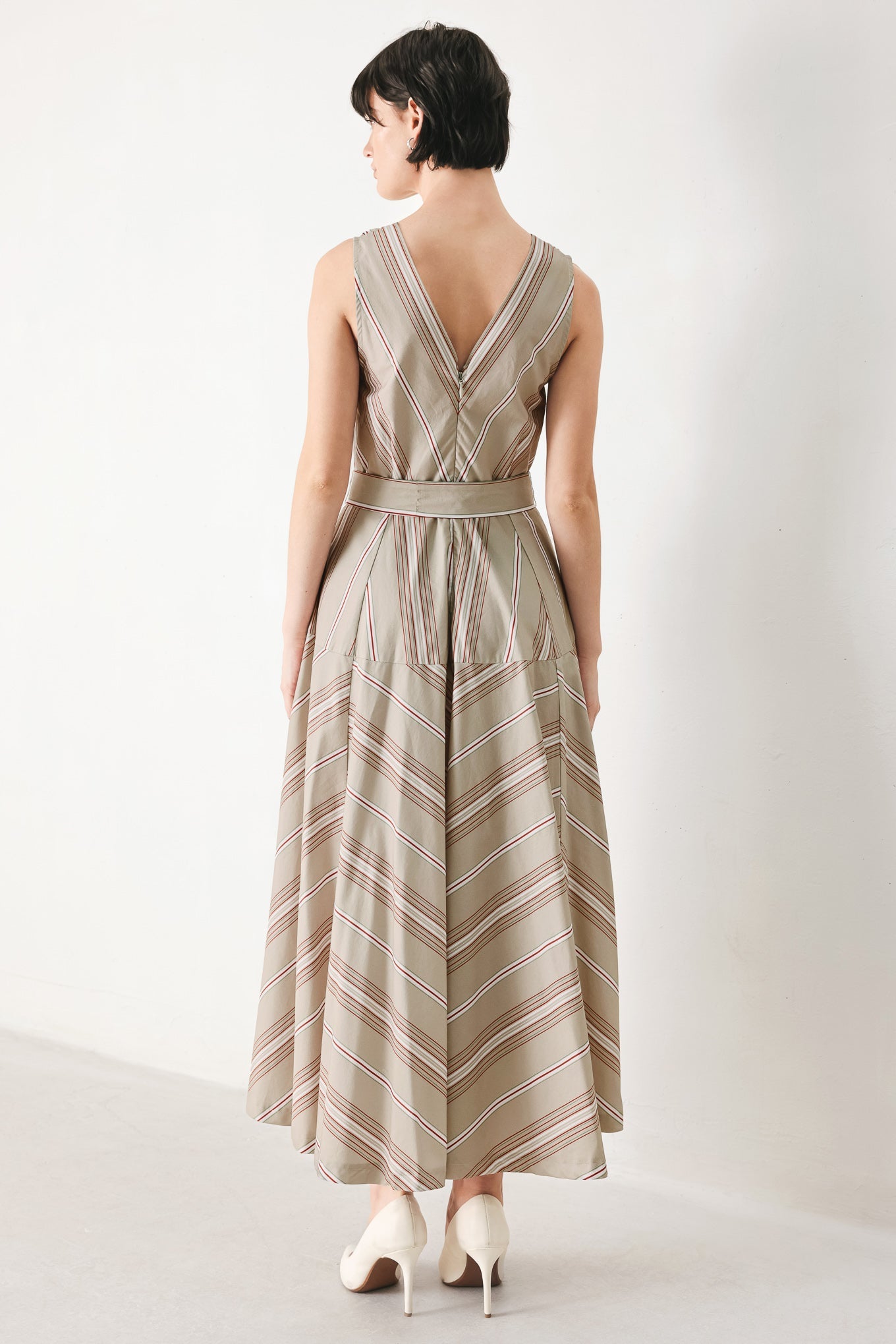 SWEET STRIPE WOVEN MIDI DRESS
