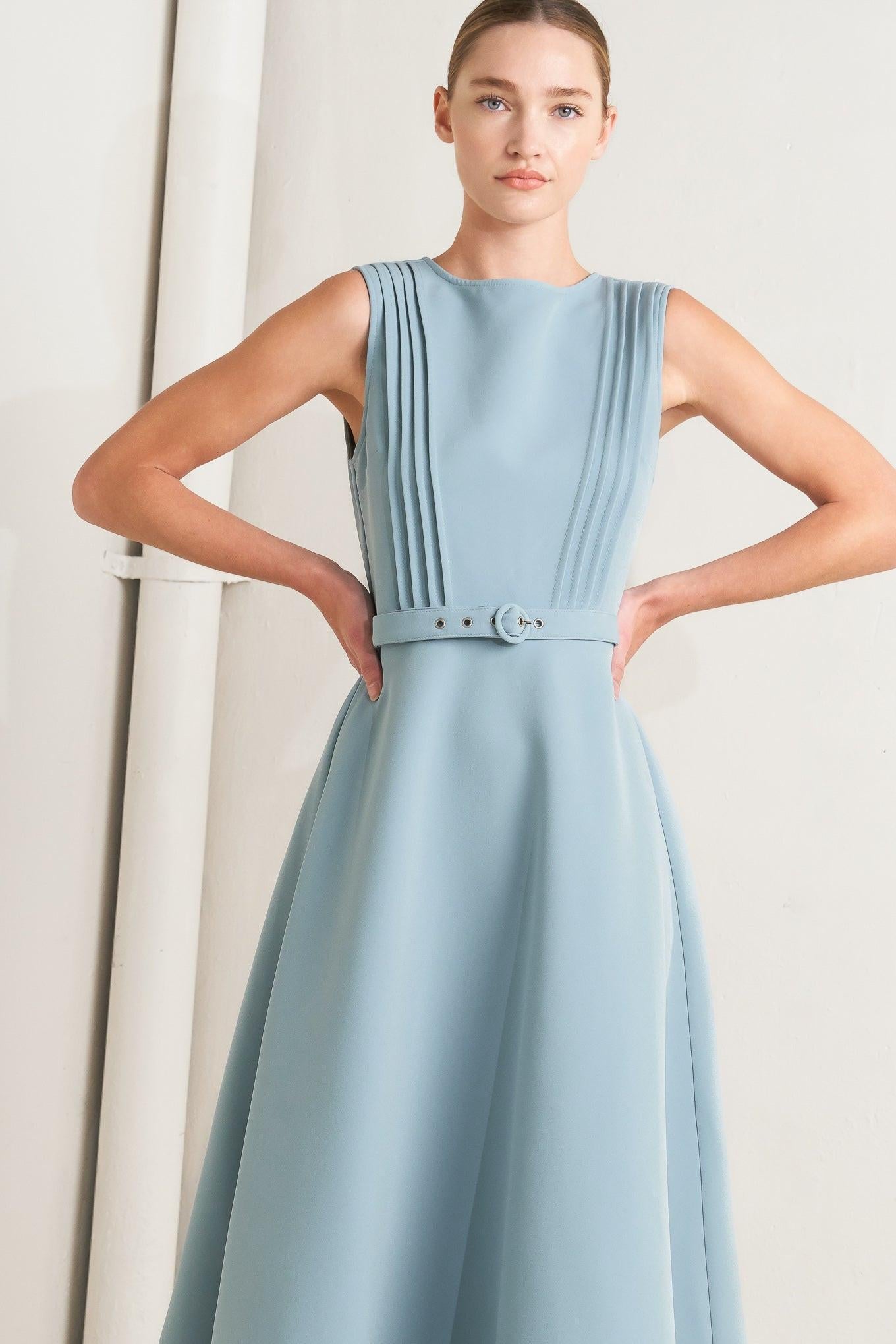 SOFT SPOKEN WOVEN MIDI DRESS
