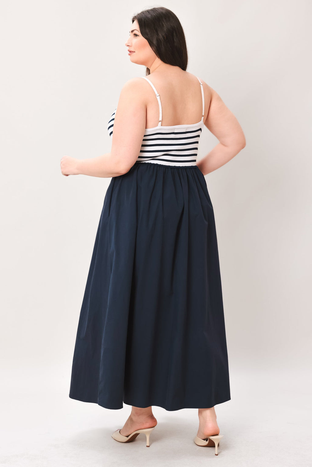 PARIS STRIPE CUTOUT MIDI DRESS