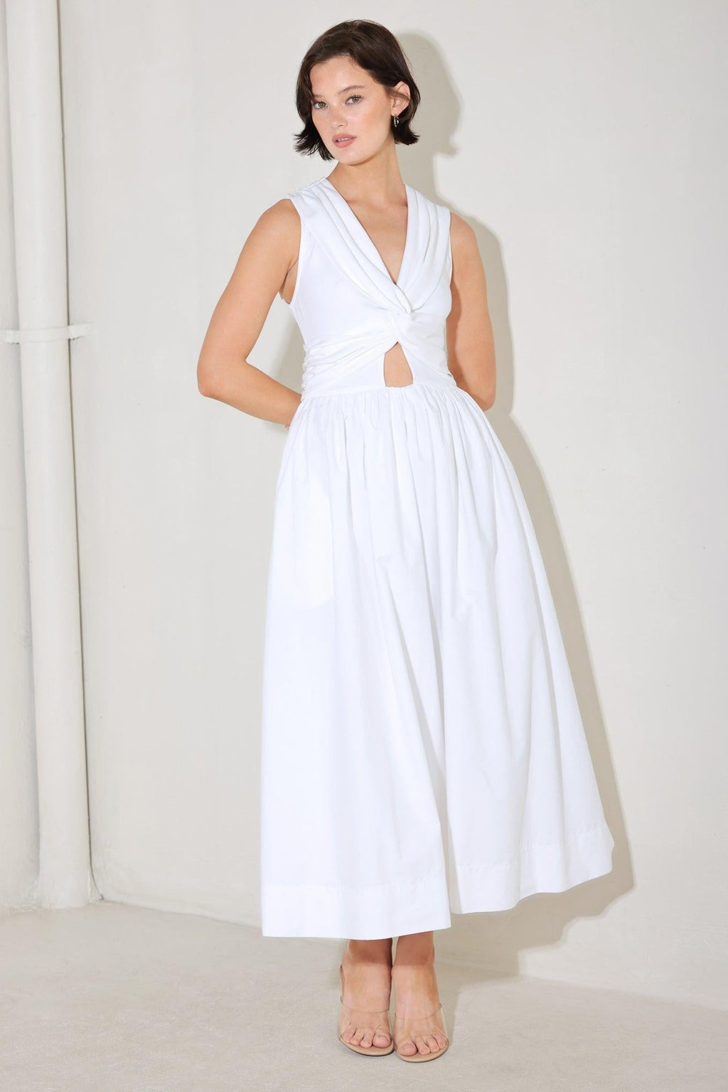 ANGEL VEIL SOLID MIDI DRESS