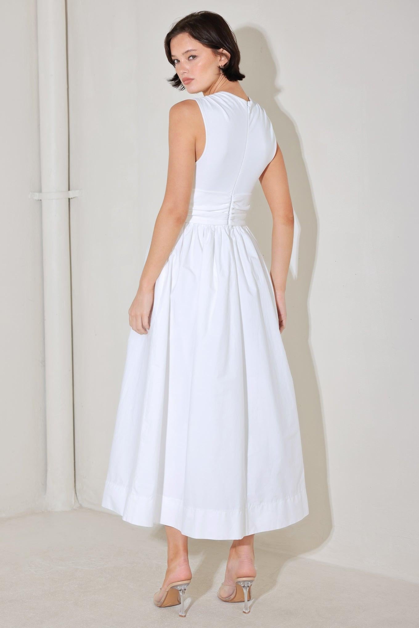 ANGEL VEIL SOLID MIDI DRESS