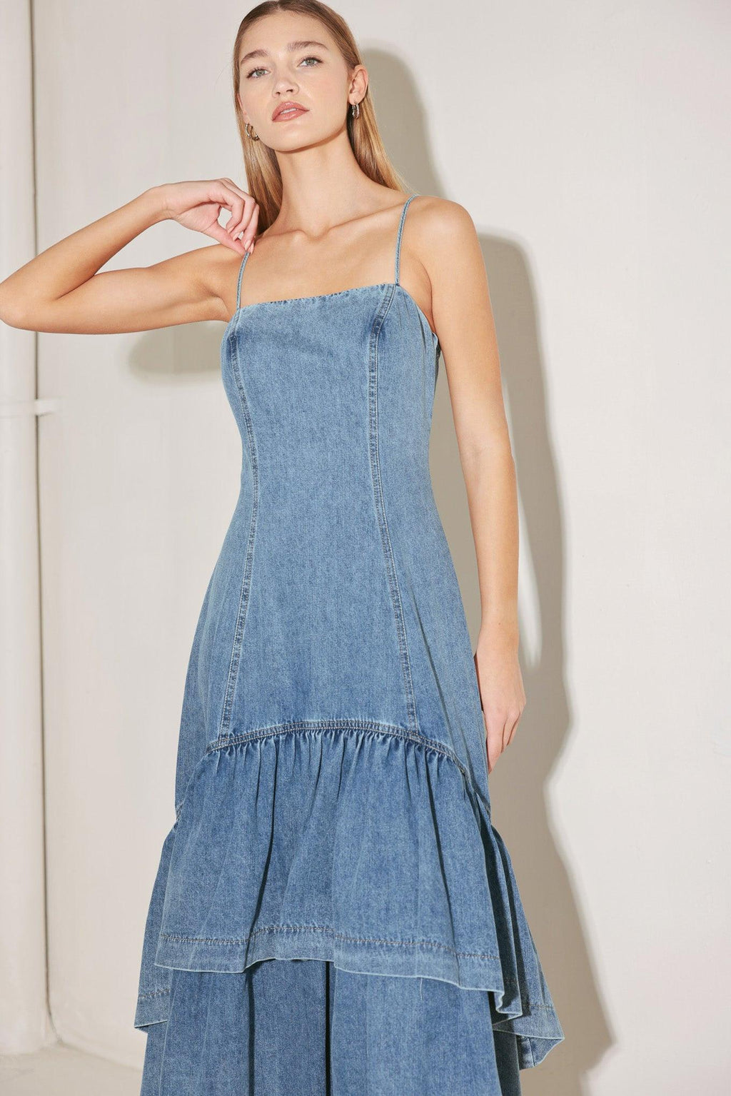 RUNWAY REBEL DENIM MIDI DRESS