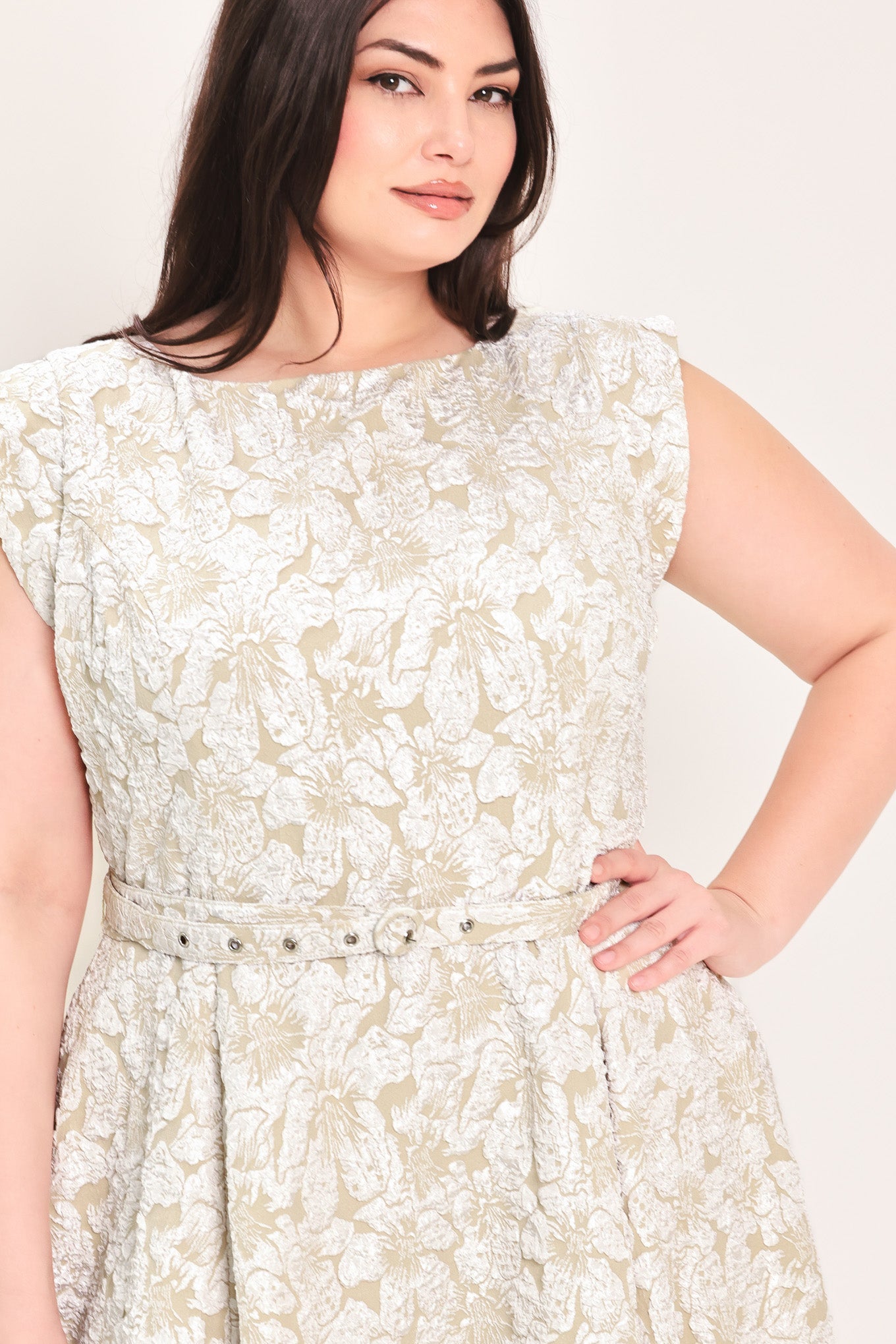 STATEMENT IN IVORY WOVEN MIDI DRESS