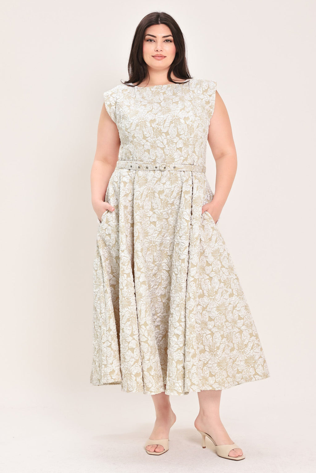 STATEMENT IN IVORY WOVEN MIDI DRESS