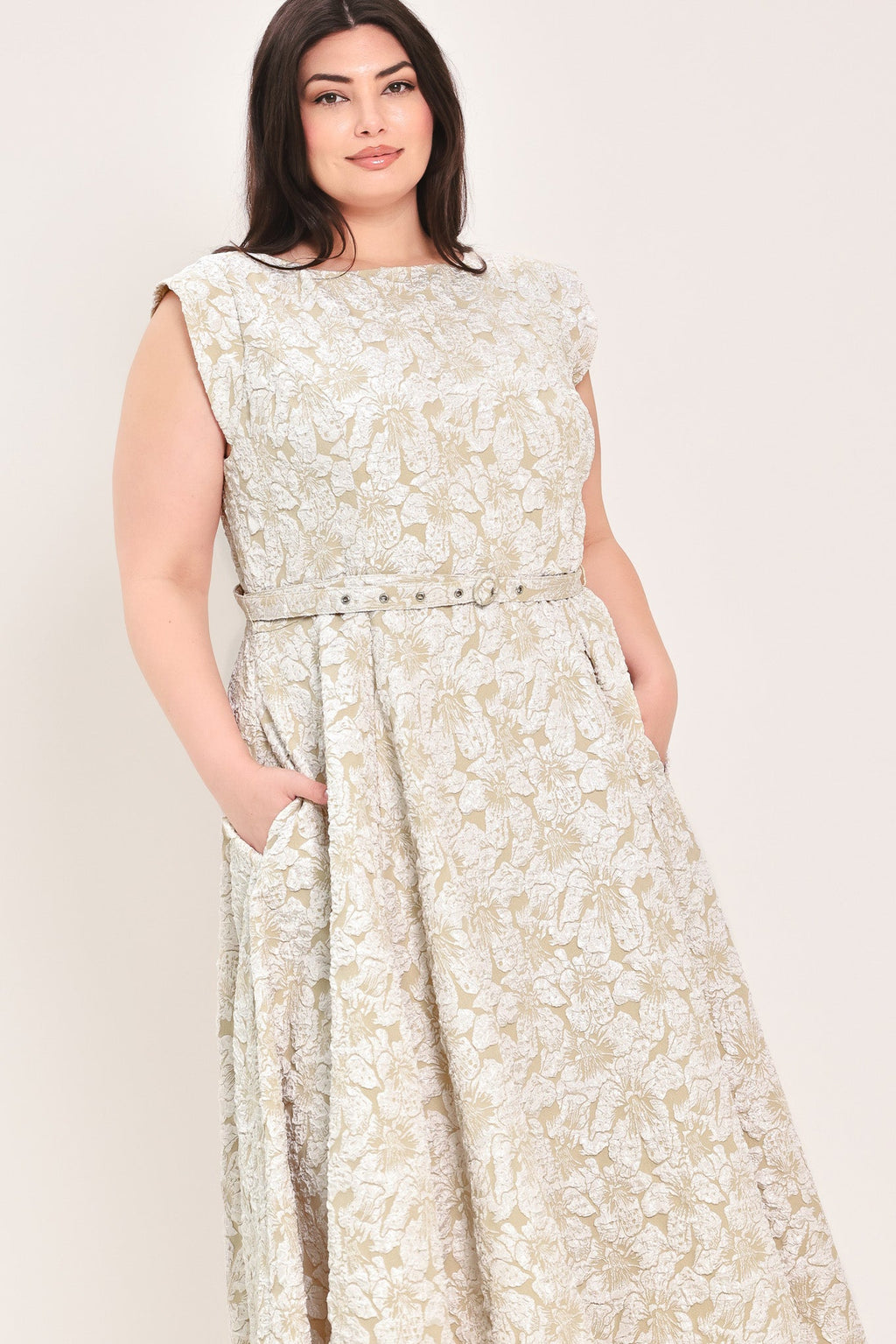 STATEMENT IN IVORY WOVEN MIDI DRESS
