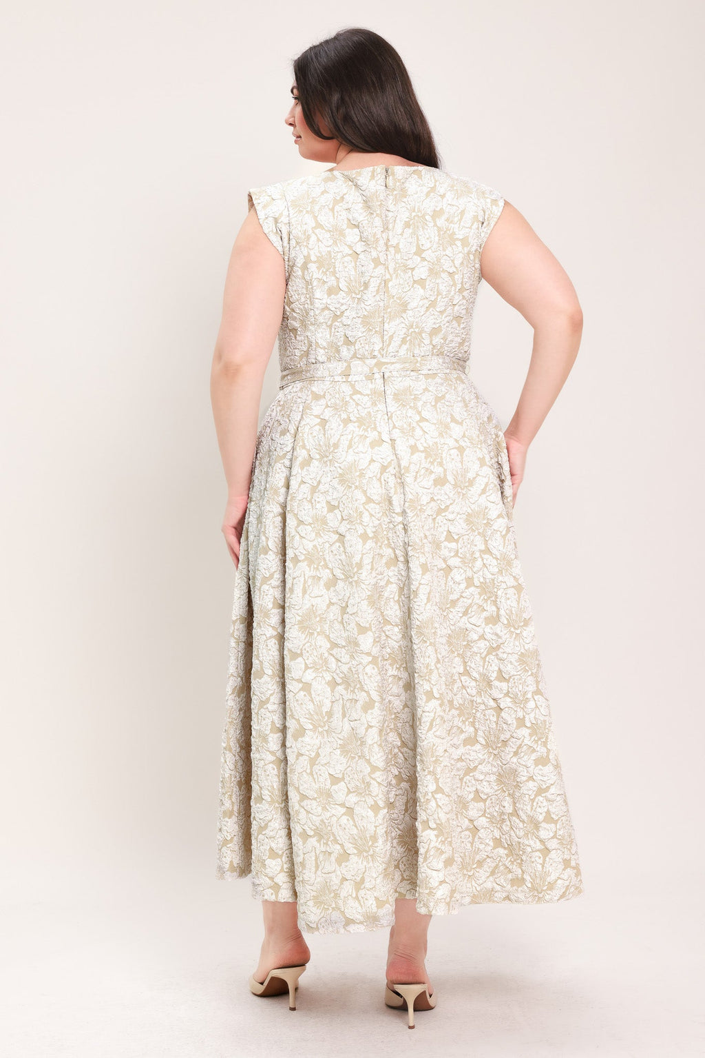 STATEMENT IN IVORY WOVEN MIDI DRESS