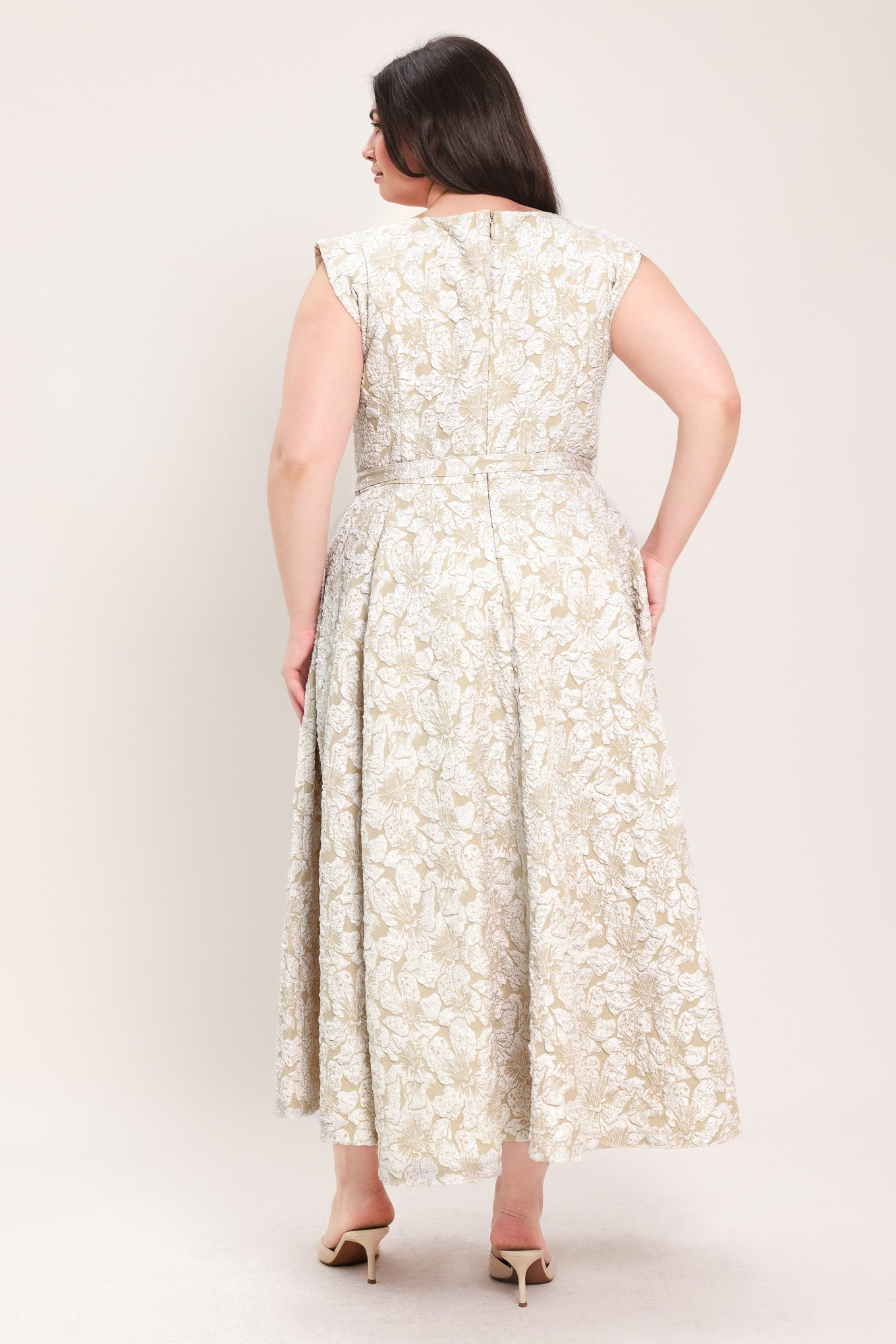 STATEMENT IN IVORY WOVEN MIDI DRESS