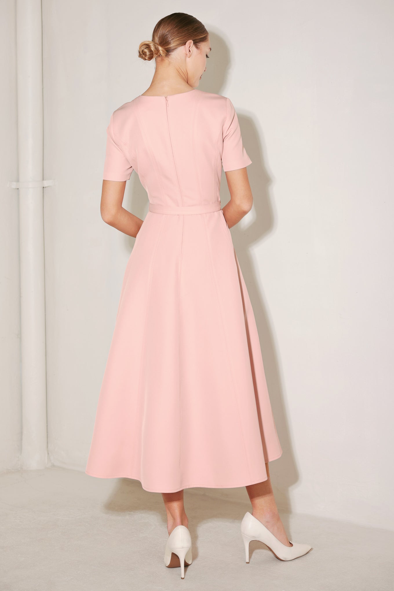 SPRING ICON PINK WOVEN MIDI DRESS