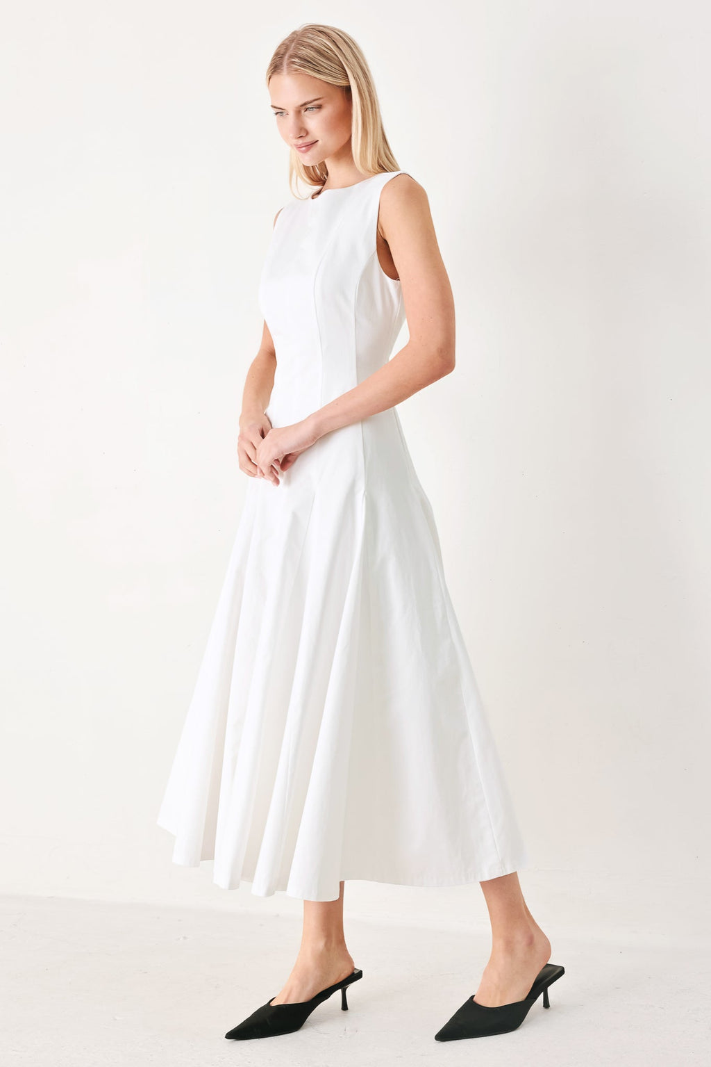 REFINED BEAUTY WOVEN MIDI DRESS