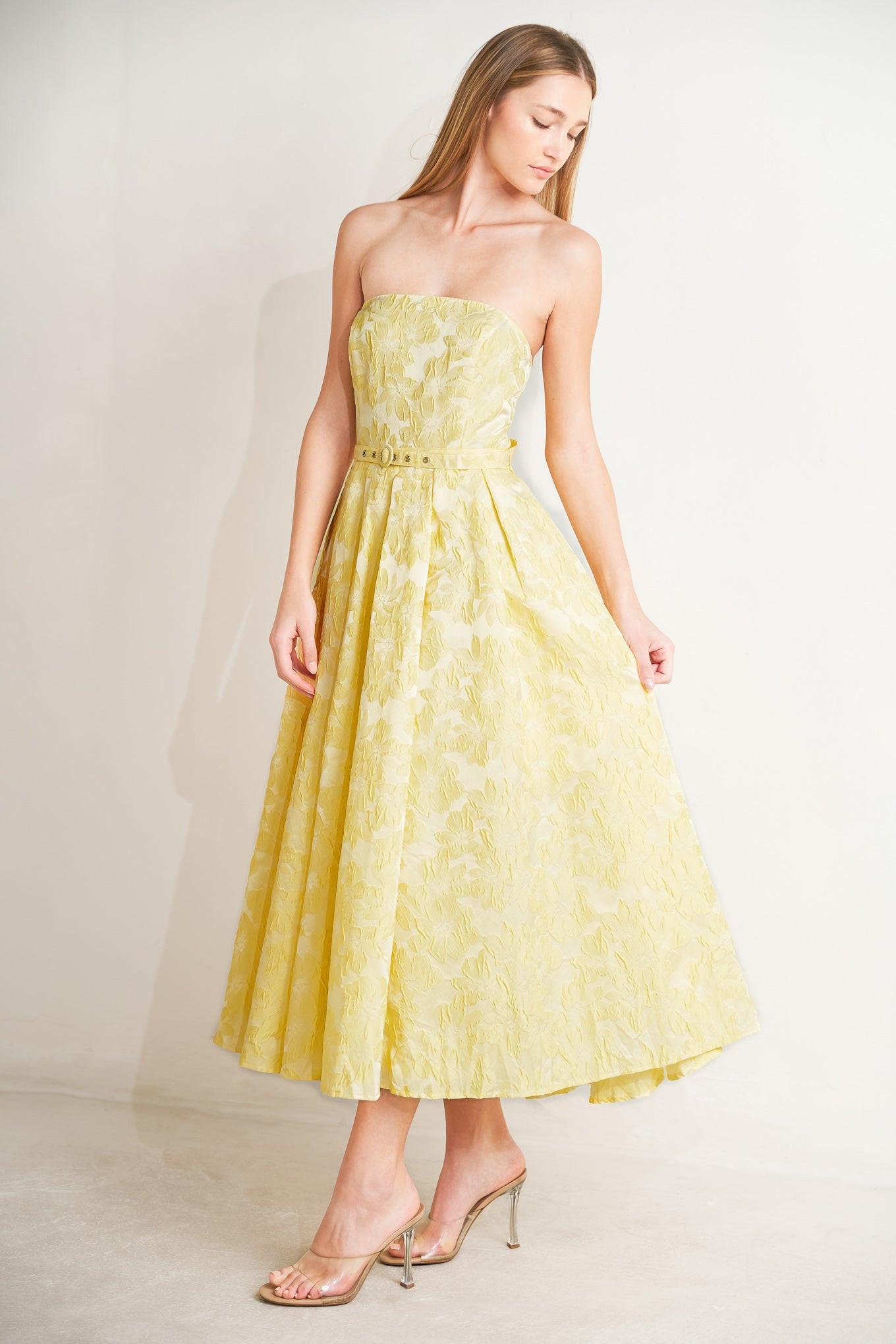 BUTTERCUP BLOOM WOVEN MIDI DRESS