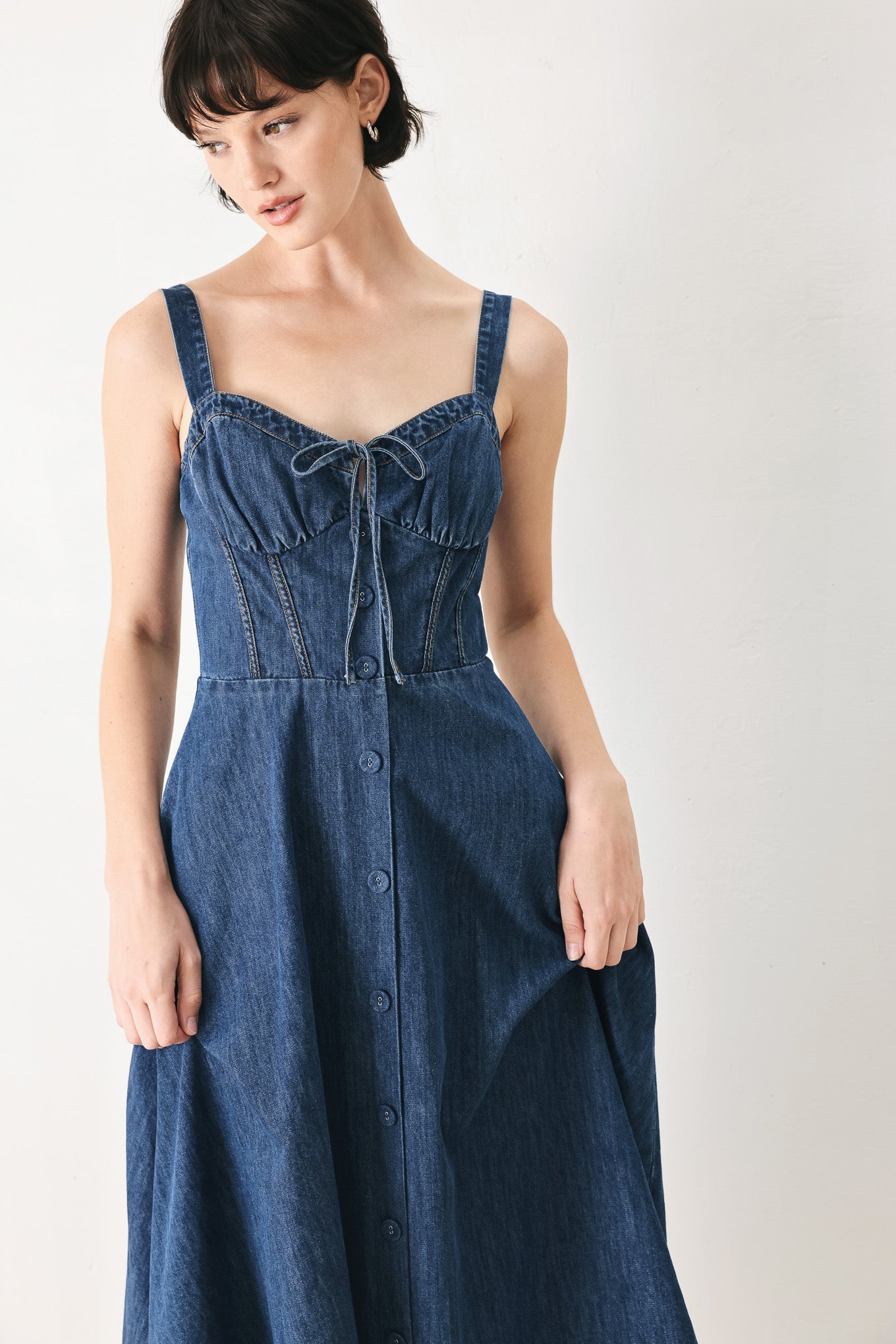 BLUE CRUSH DENIM MIDI DRESS